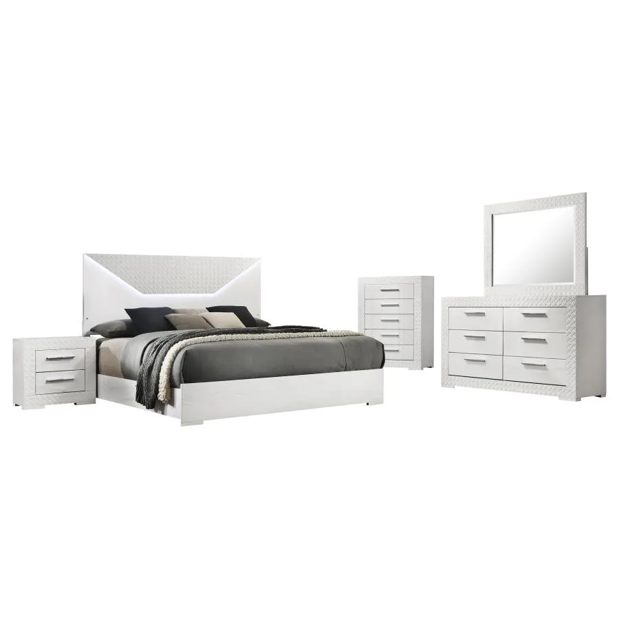 Ives White High Gloss 5-Piece Eastern King Bedroom Set - Image 2