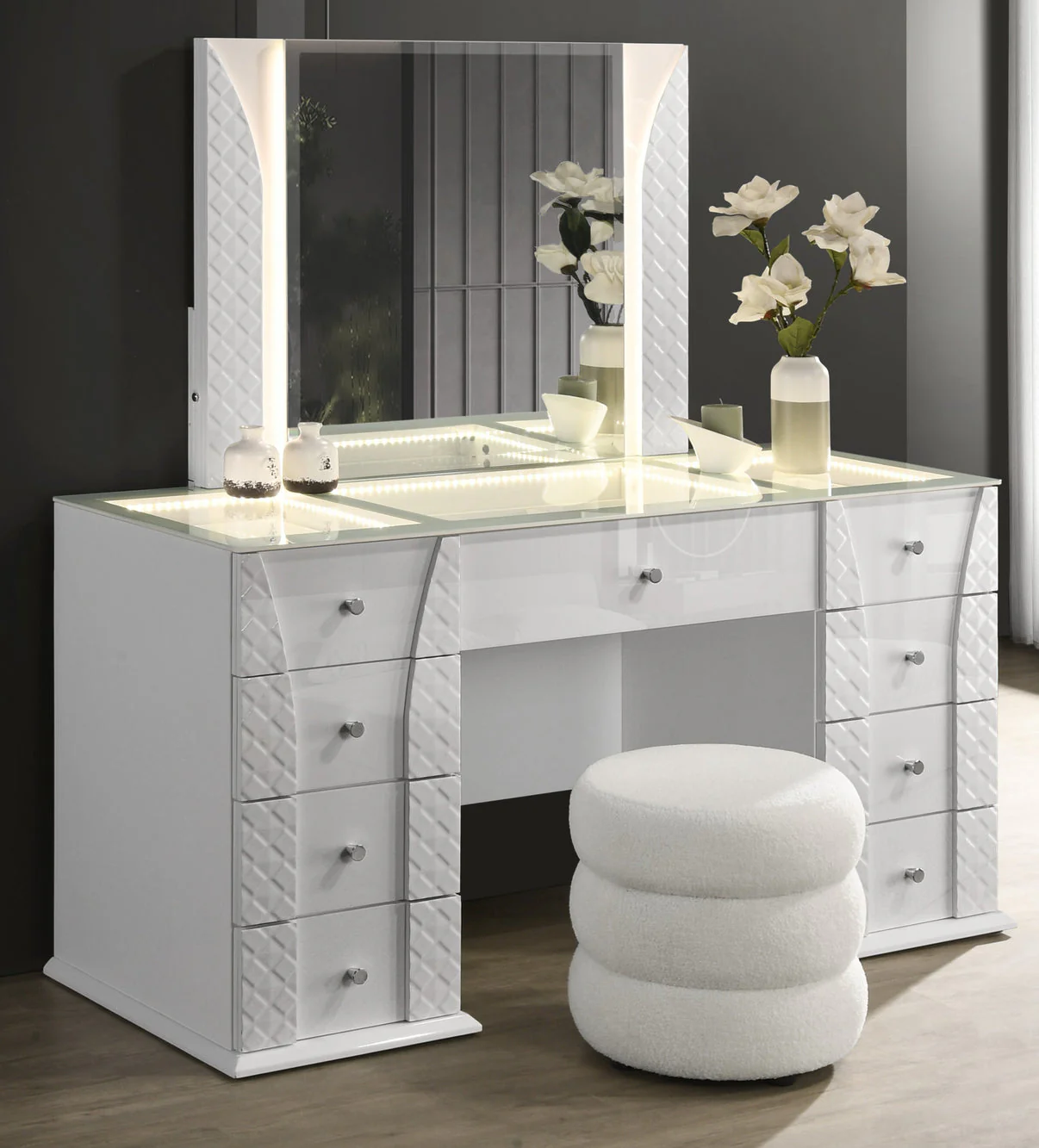 Ivette White Vanity Set - Image 4