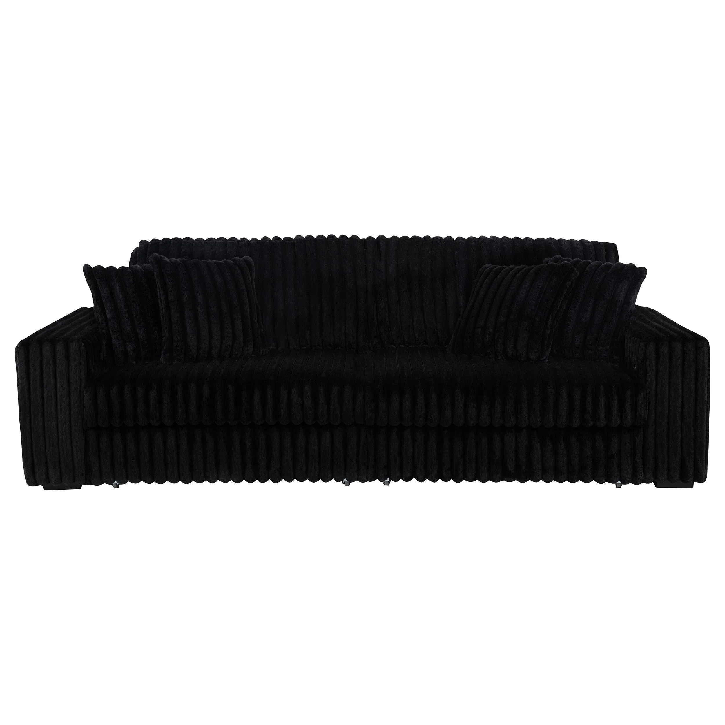 Jacana Corduroy Upholstered Dual Power Chaise Sofa Black - Image 2