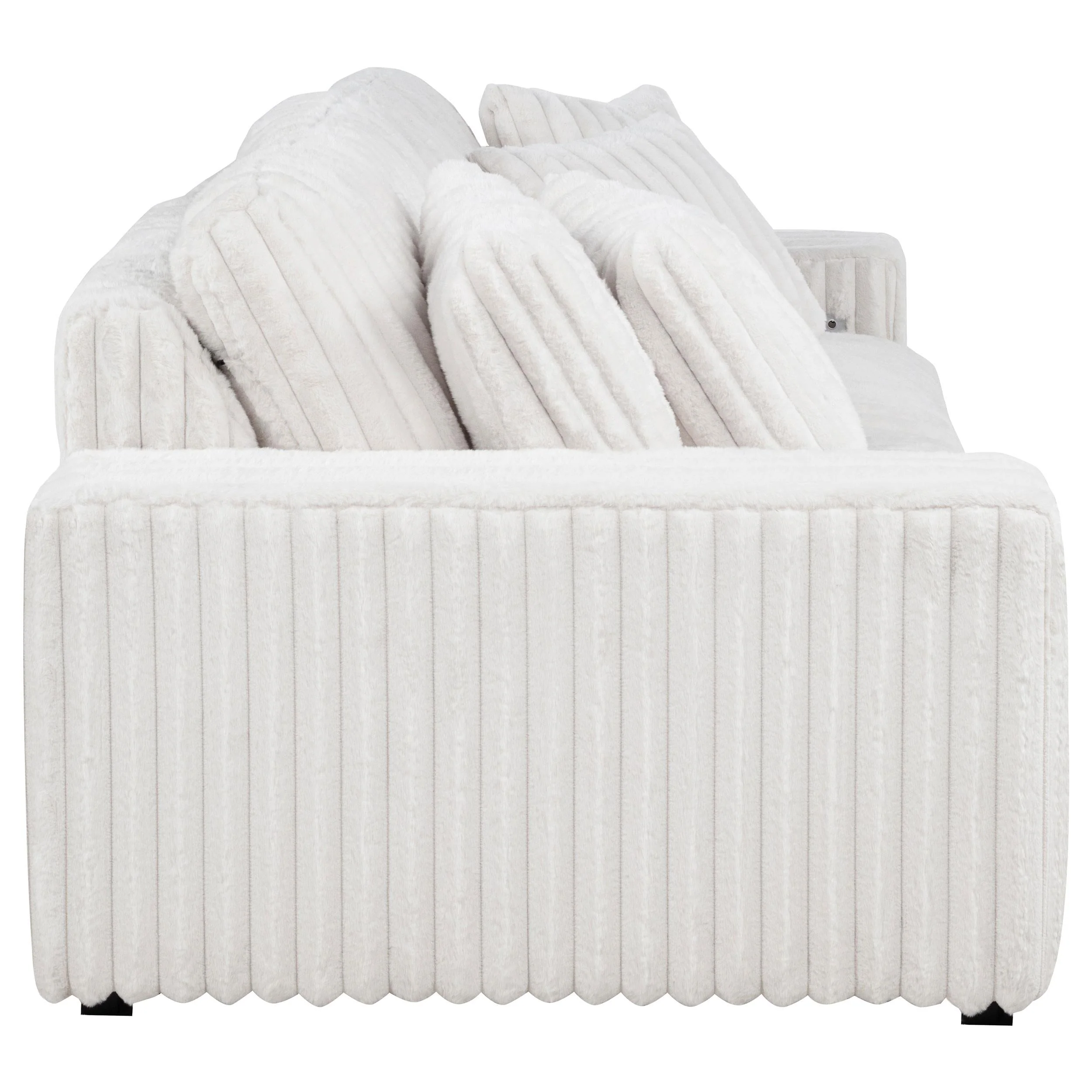 Jacana Corduroy Upholstered Dual Power Chaise Sofa Ivory - Image 7