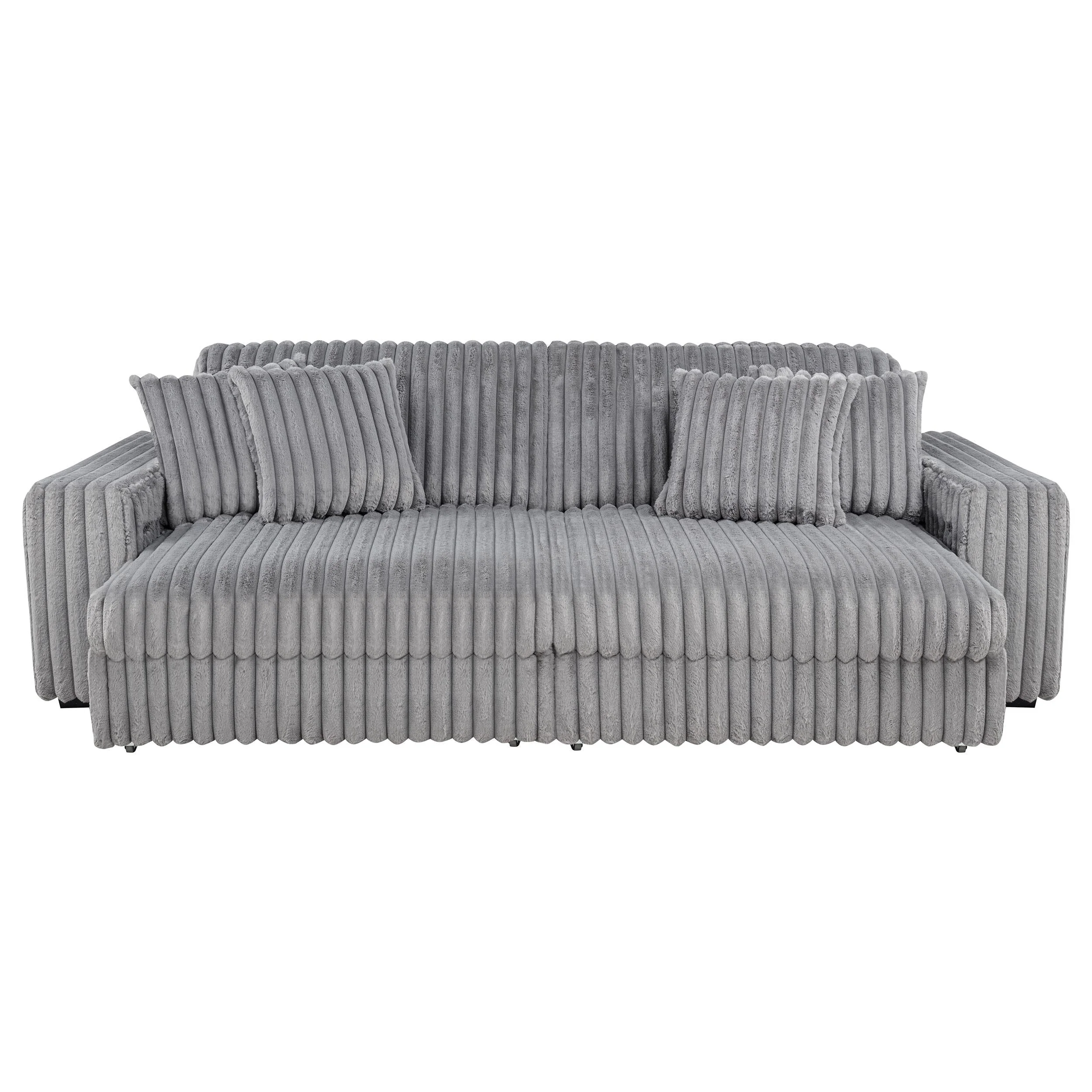 Jacana Gray Corduroy Upholstered Dual Power Chaise Sofa