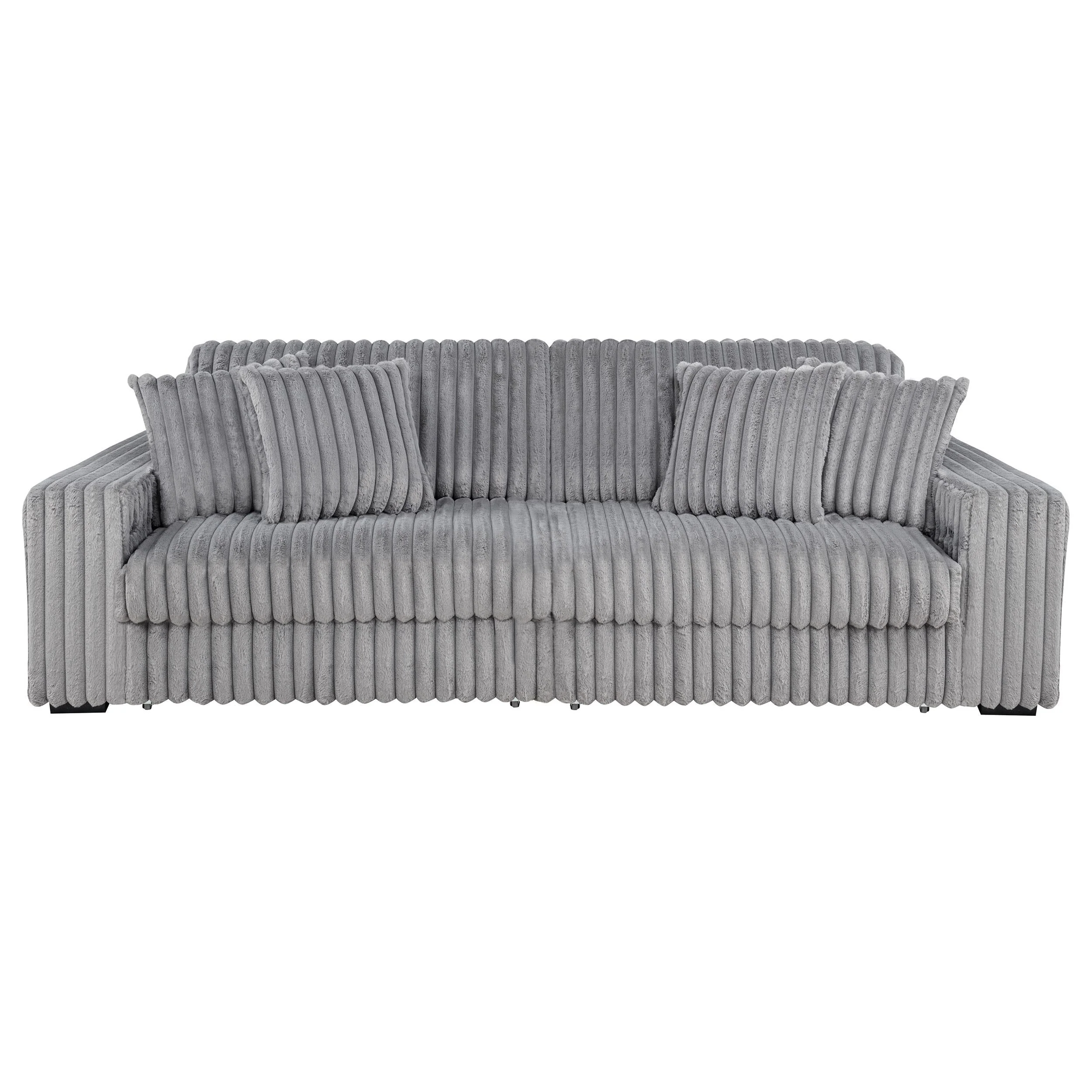 Jacana Gray Corduroy Upholstered Dual Power Chaise Sofa - Image 2