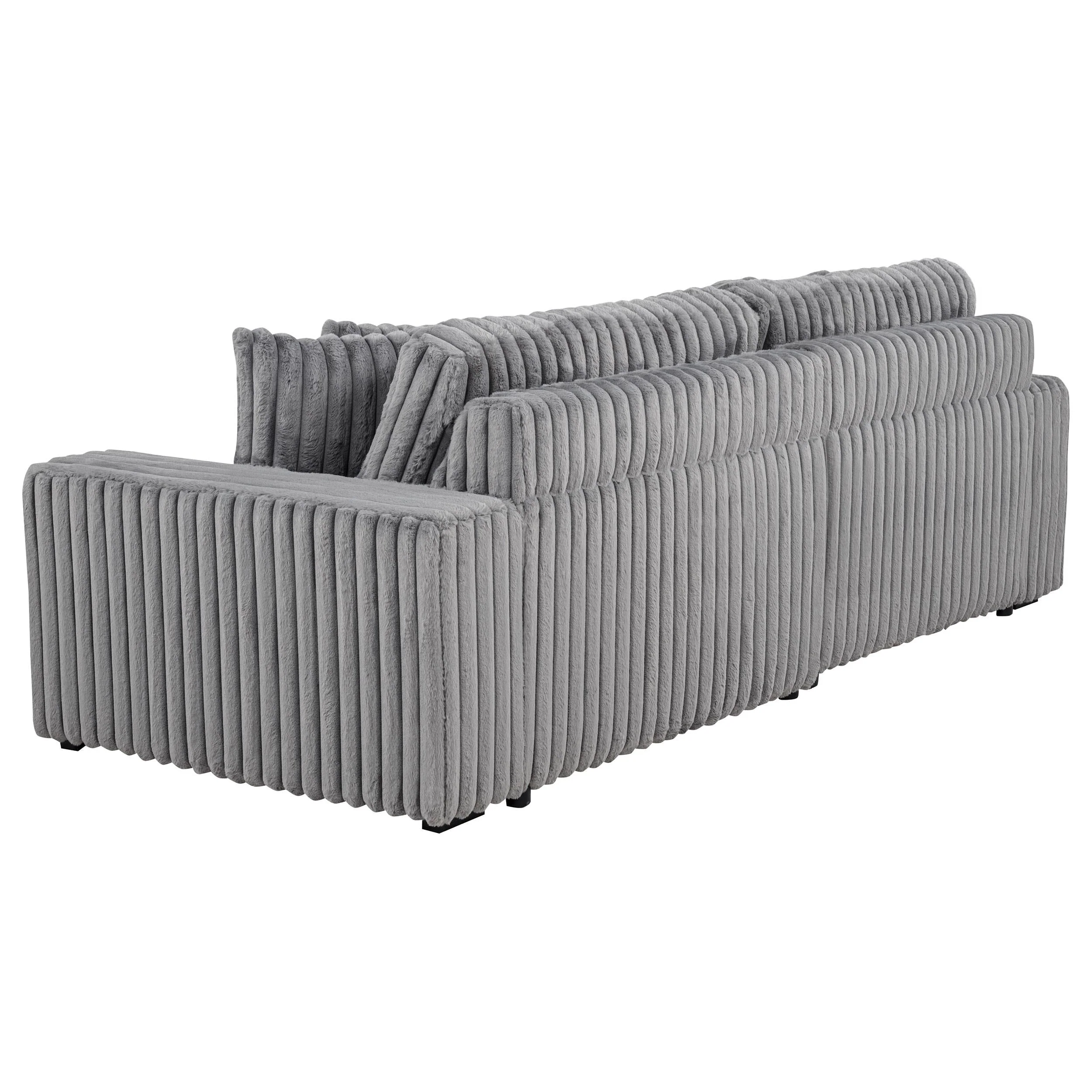 Jacana Gray Corduroy Upholstered Dual Power Chaise Sofa - Image 5
