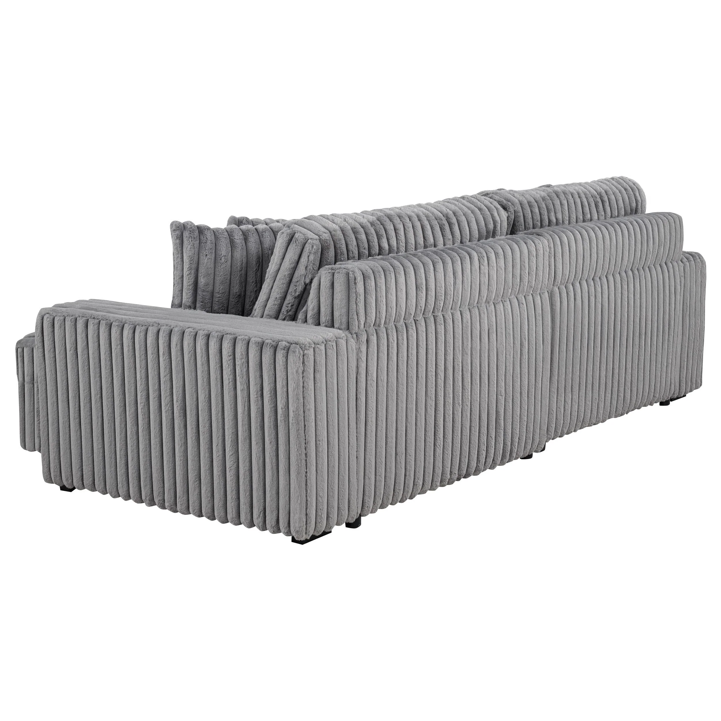Jacana Gray Corduroy Upholstered Dual Power Chaise Sofa - Image 6