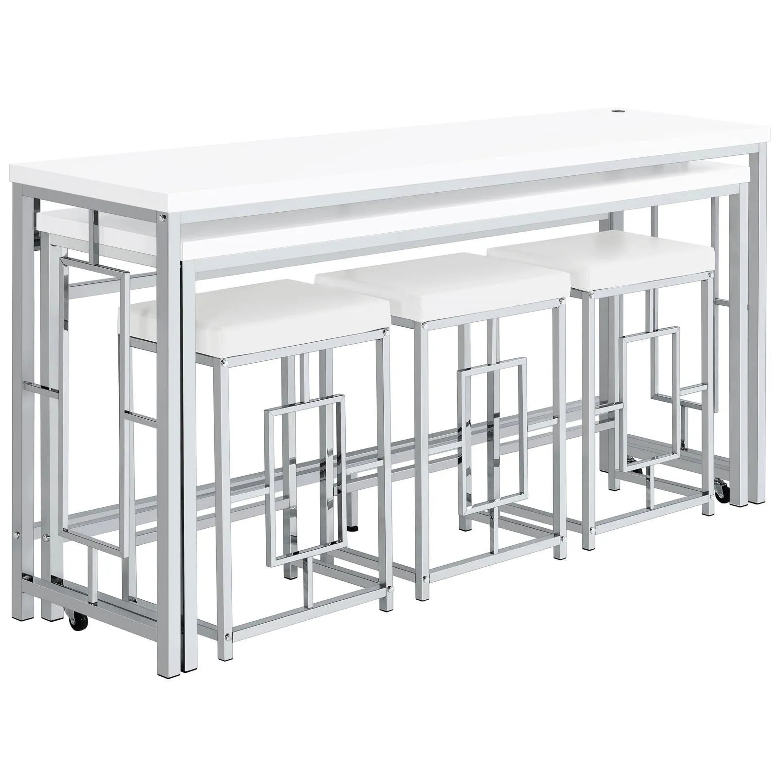 Jackson White/Chrome 5-Piece Multipurpose Counter Height Table Set - Image 23