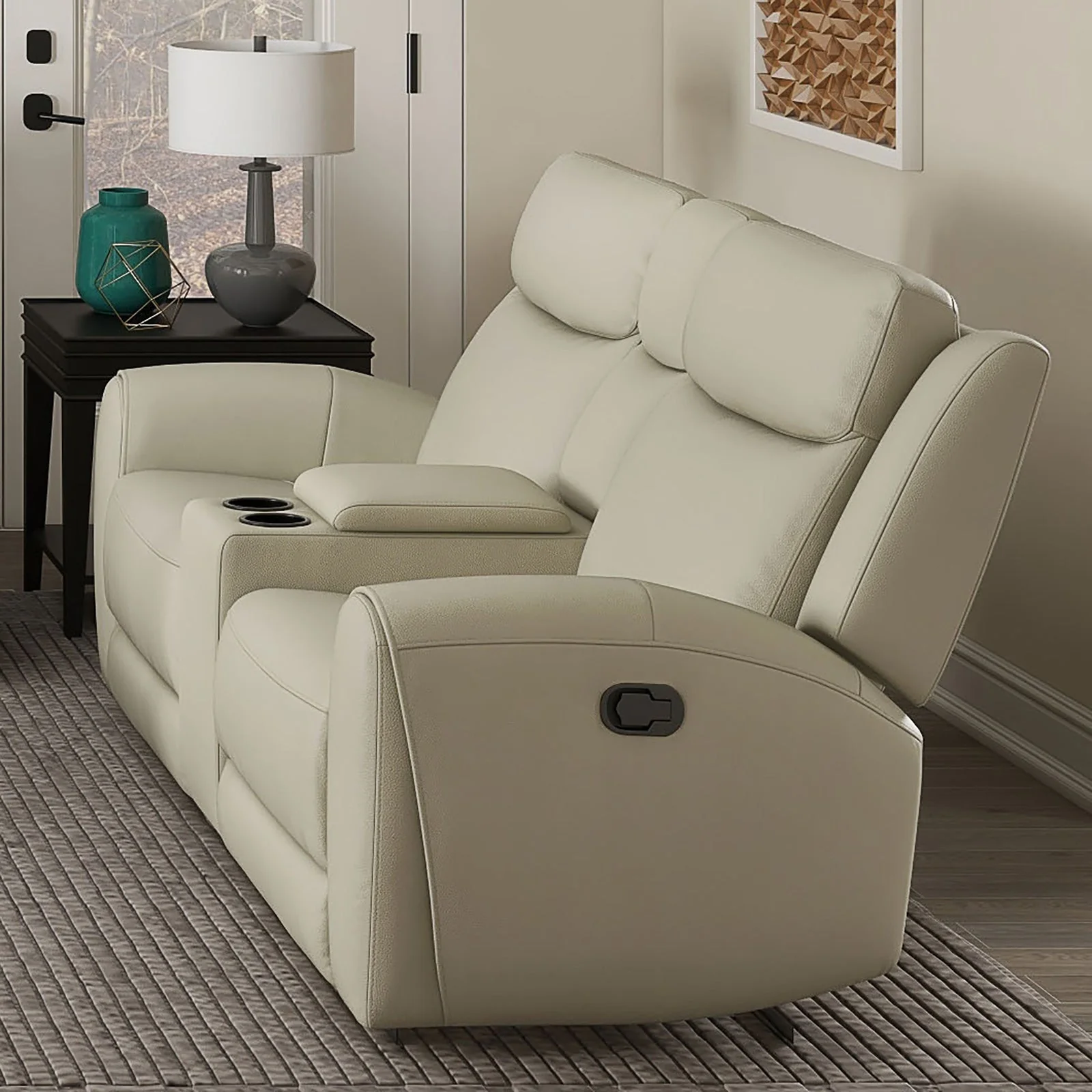 Jacobus Beige Leather Sofa & Loveseat - Image 4