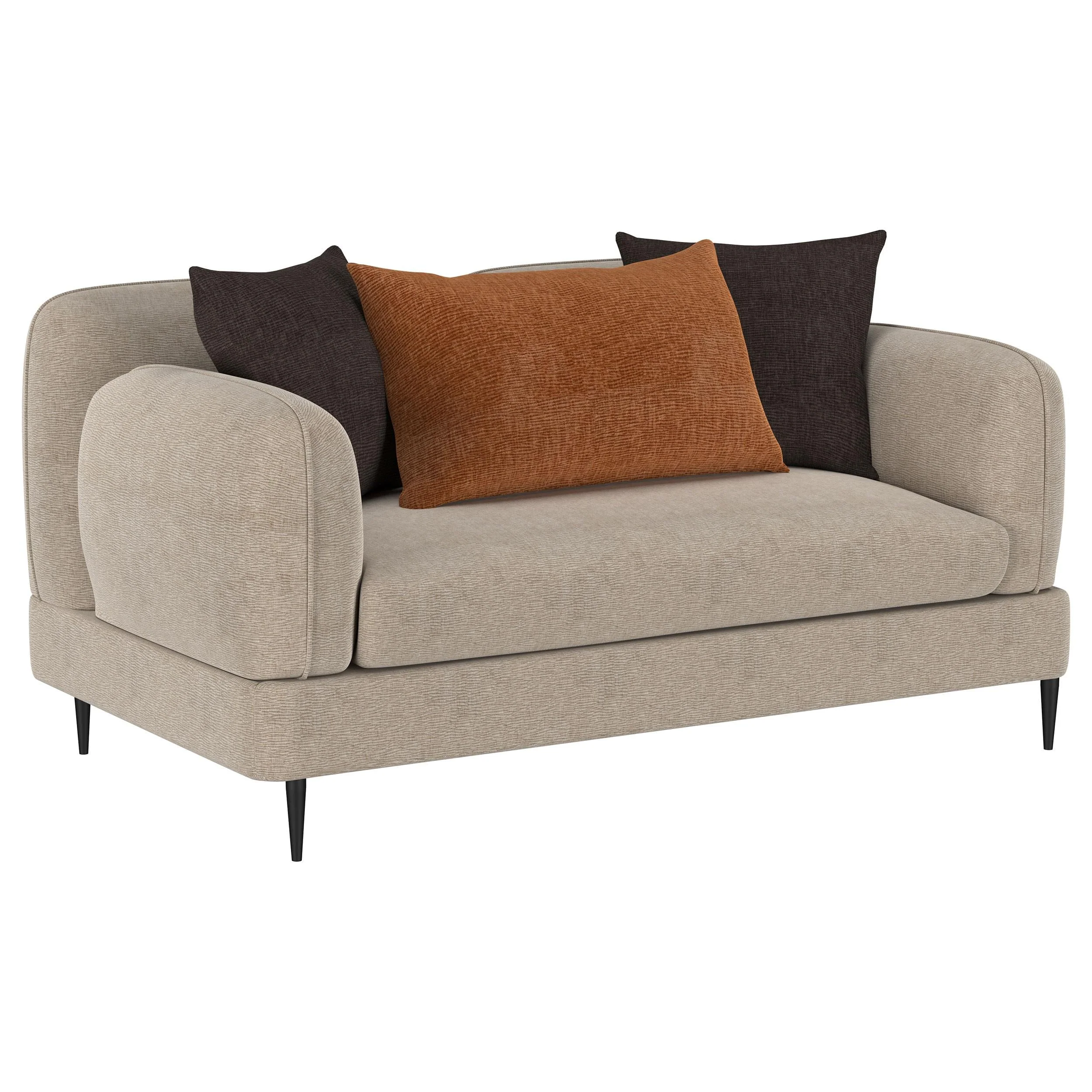 Jade Latte Chenille Upholstered Sculpted Track Arm Loveseat - Image 2