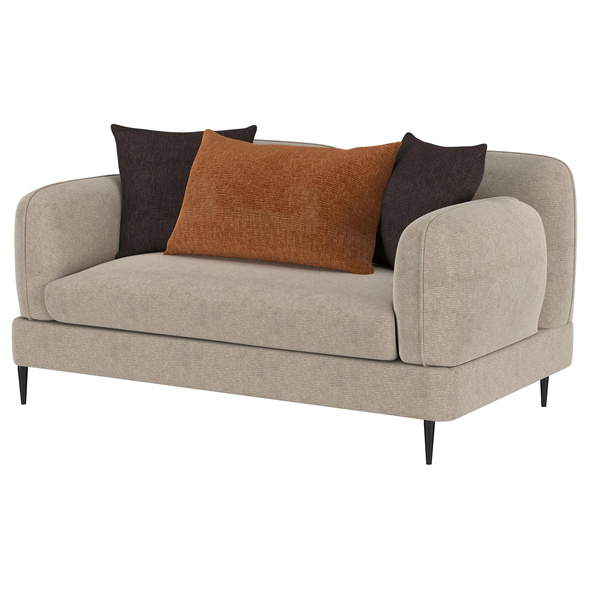 Jade Latte Chenille Upholstered Sculpted Track Arm Loveseat - Image 4