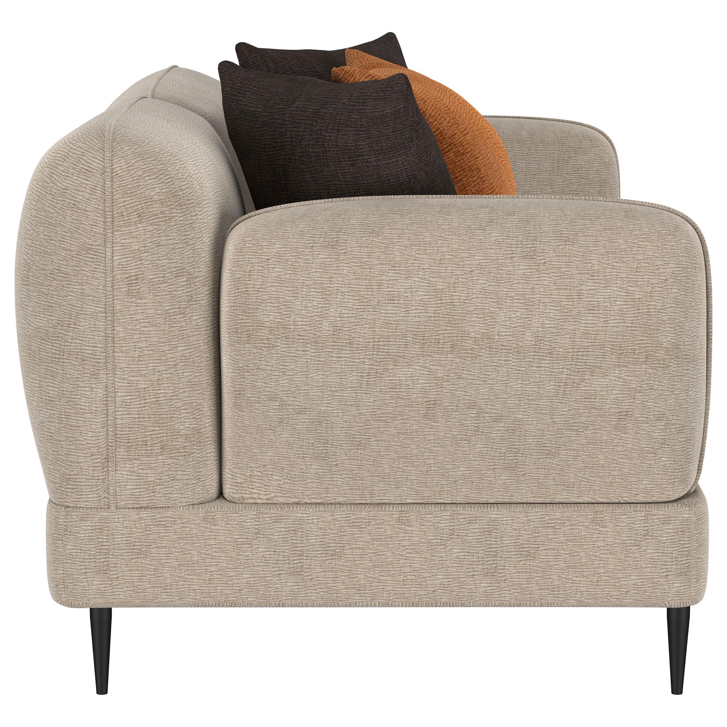 Jade Latte Chenille Upholstered Sculpted Track Arm Loveseat - Image 9