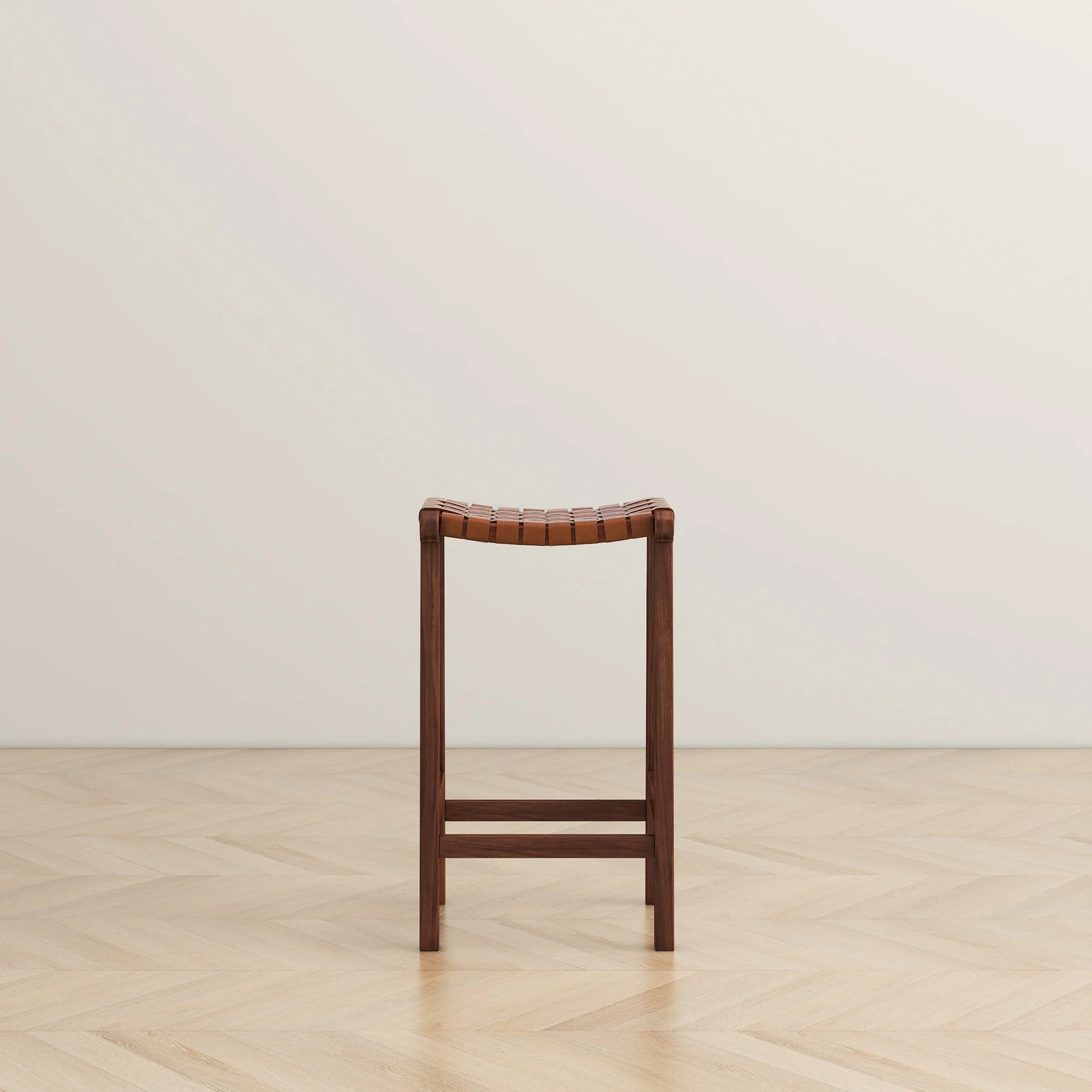 James Mid-Century Modern Genuine Tan Leather 24.5" Counter Stool - Image 2