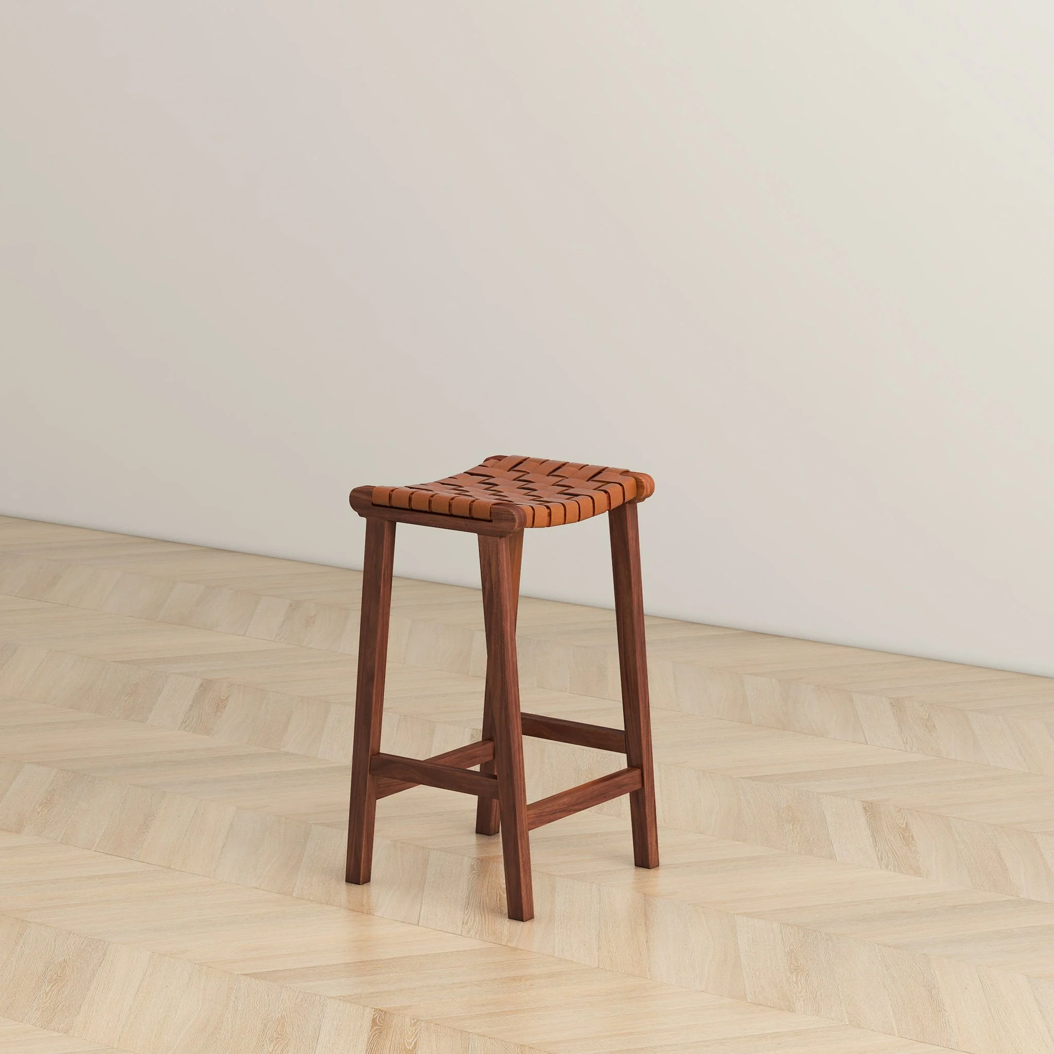 James Mid-Century Modern Genuine Tan Leather 24.5" Counter Stool - Image 5