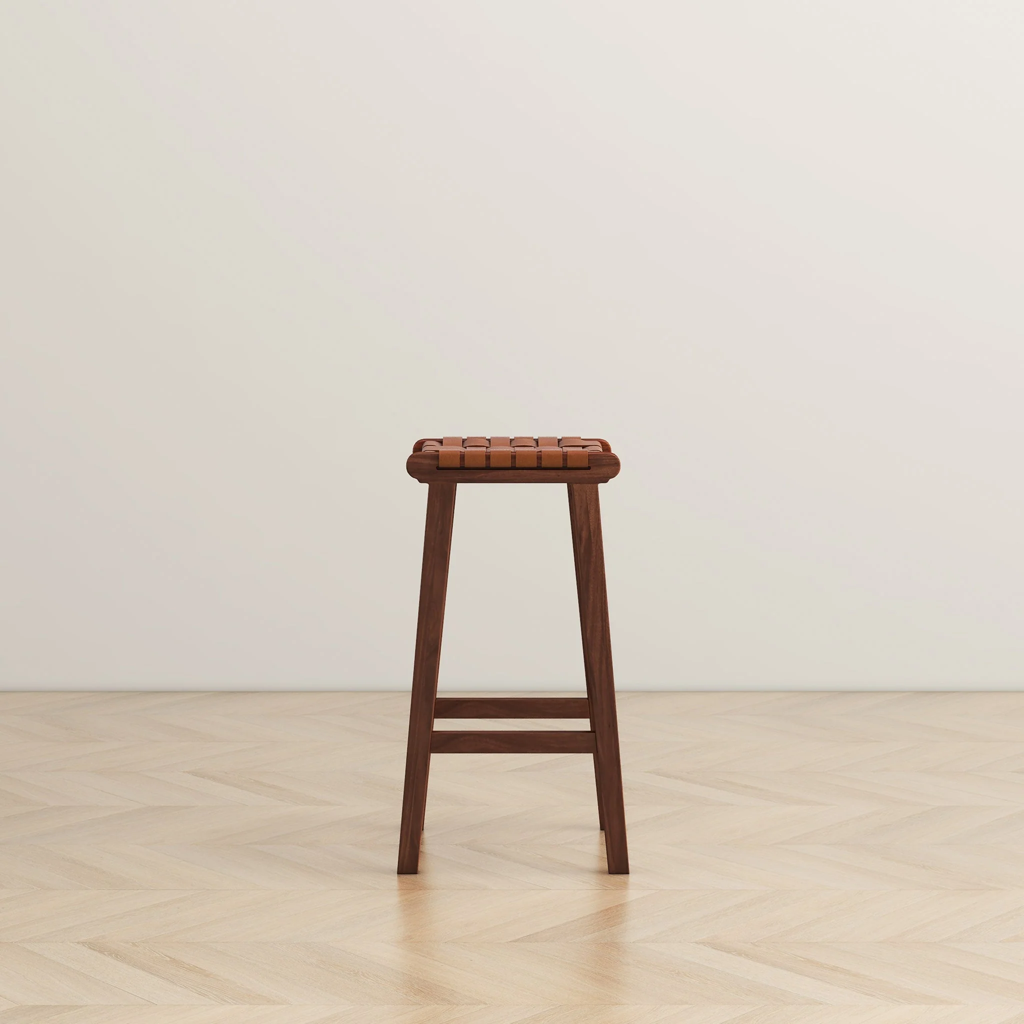 James Mid-Century Modern Genuine Tan Leather 24.5" Counter Stool - Image 6