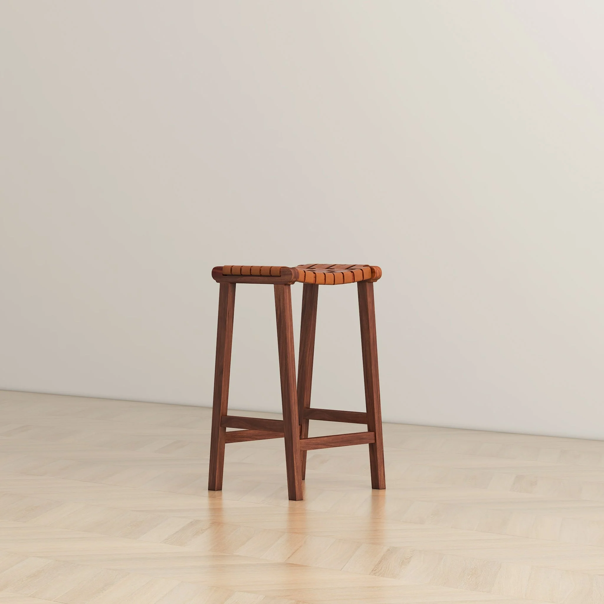 James Mid-Century Modern Genuine Tan Leather 24.5" Counter Stool - Image 7