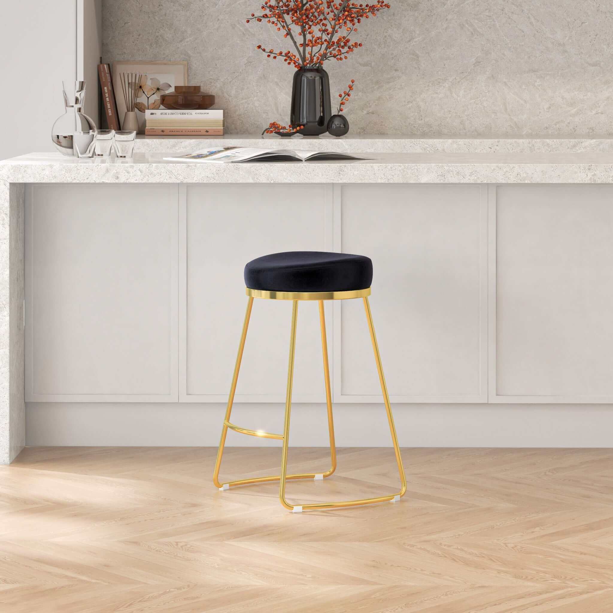Jane 26"  Luxury Upholstered Stool - Image 3
