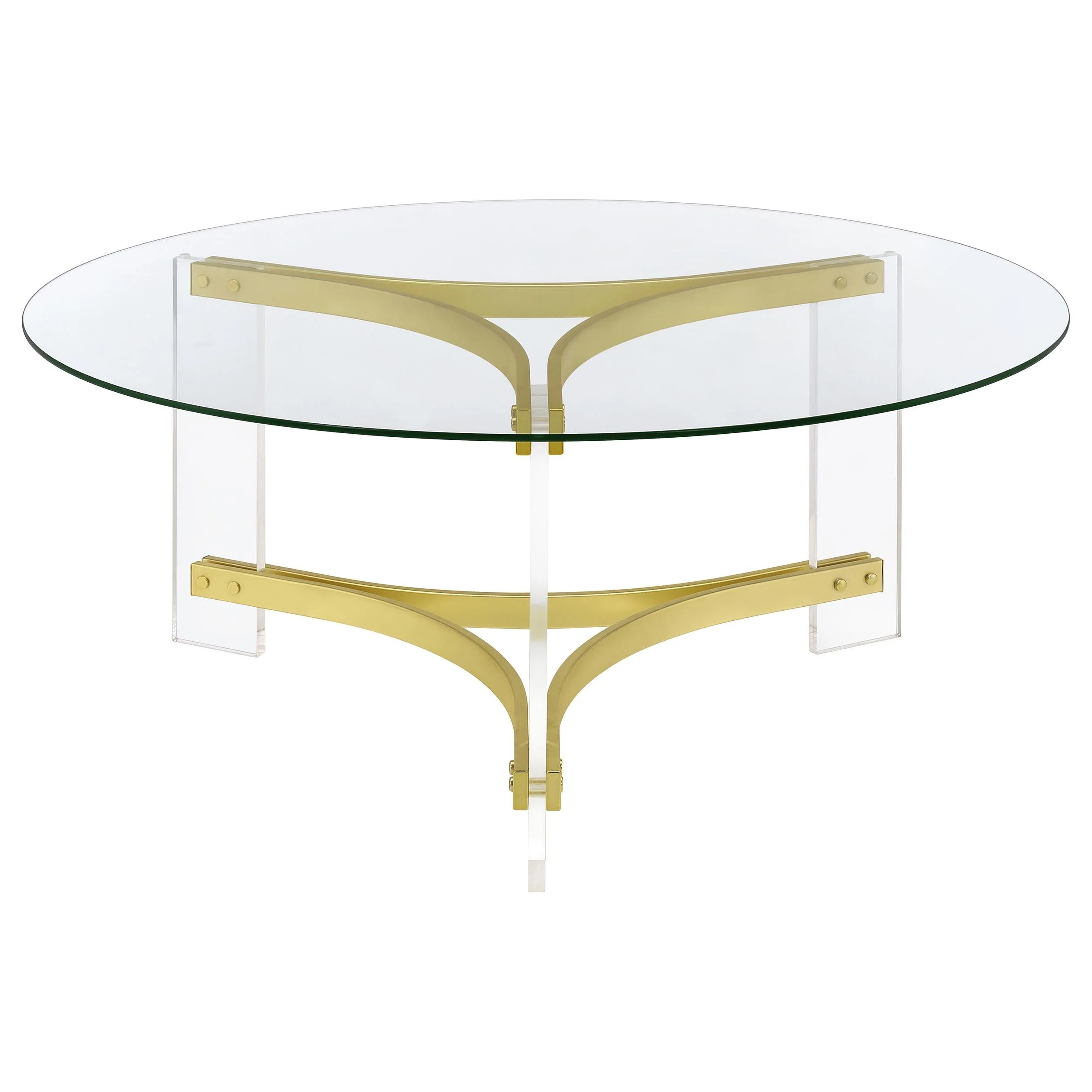 Janessa Matte Brass 2-Piece Acrylic Coffee and End Table Set - Image 10
