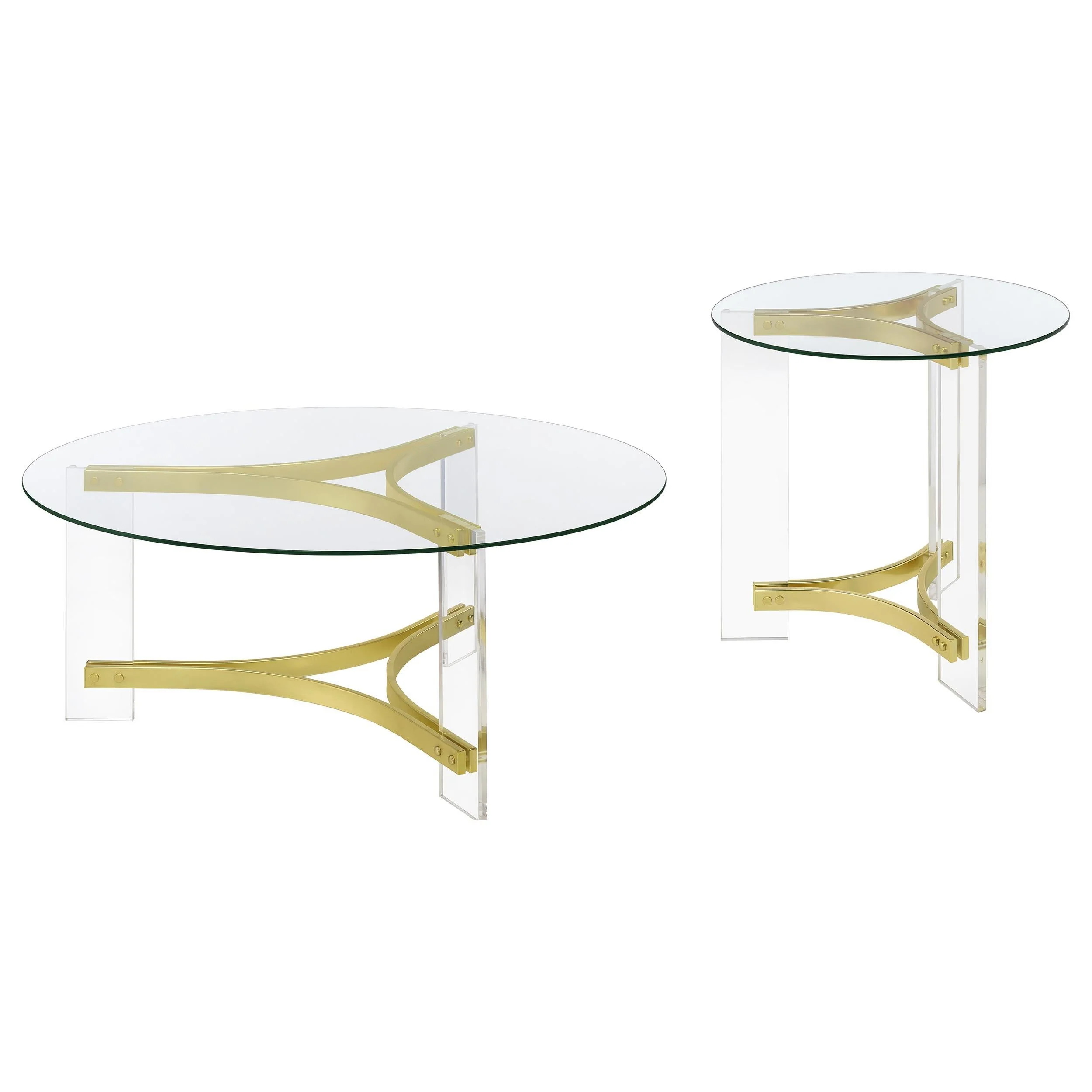 Janessa Matte Brass 2-Piece Acrylic Coffee and End Table Set - Image 2