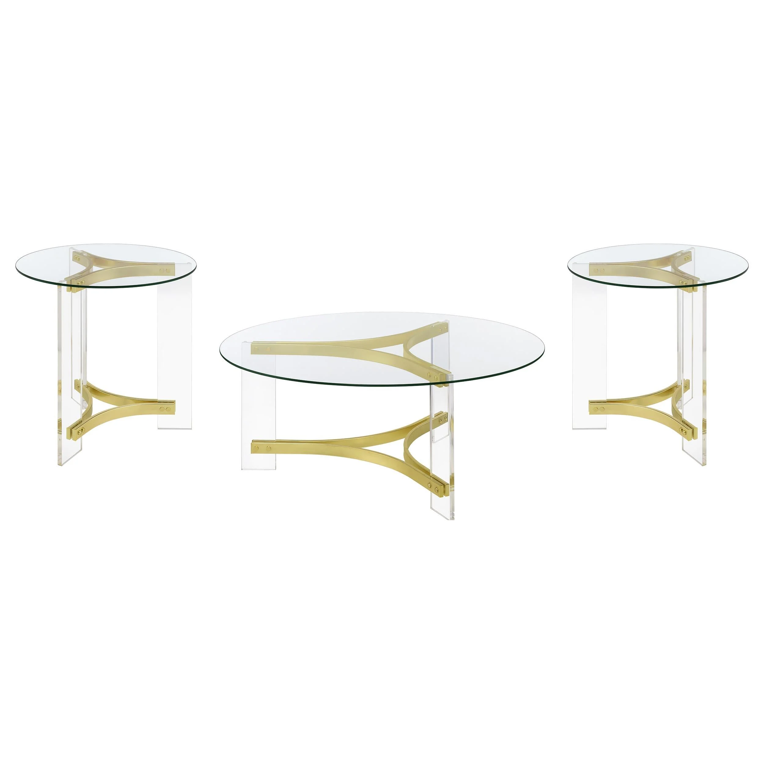 Janessa Matte Brass 3-Piece Acrylic Coffee and End Table Set - Image 2