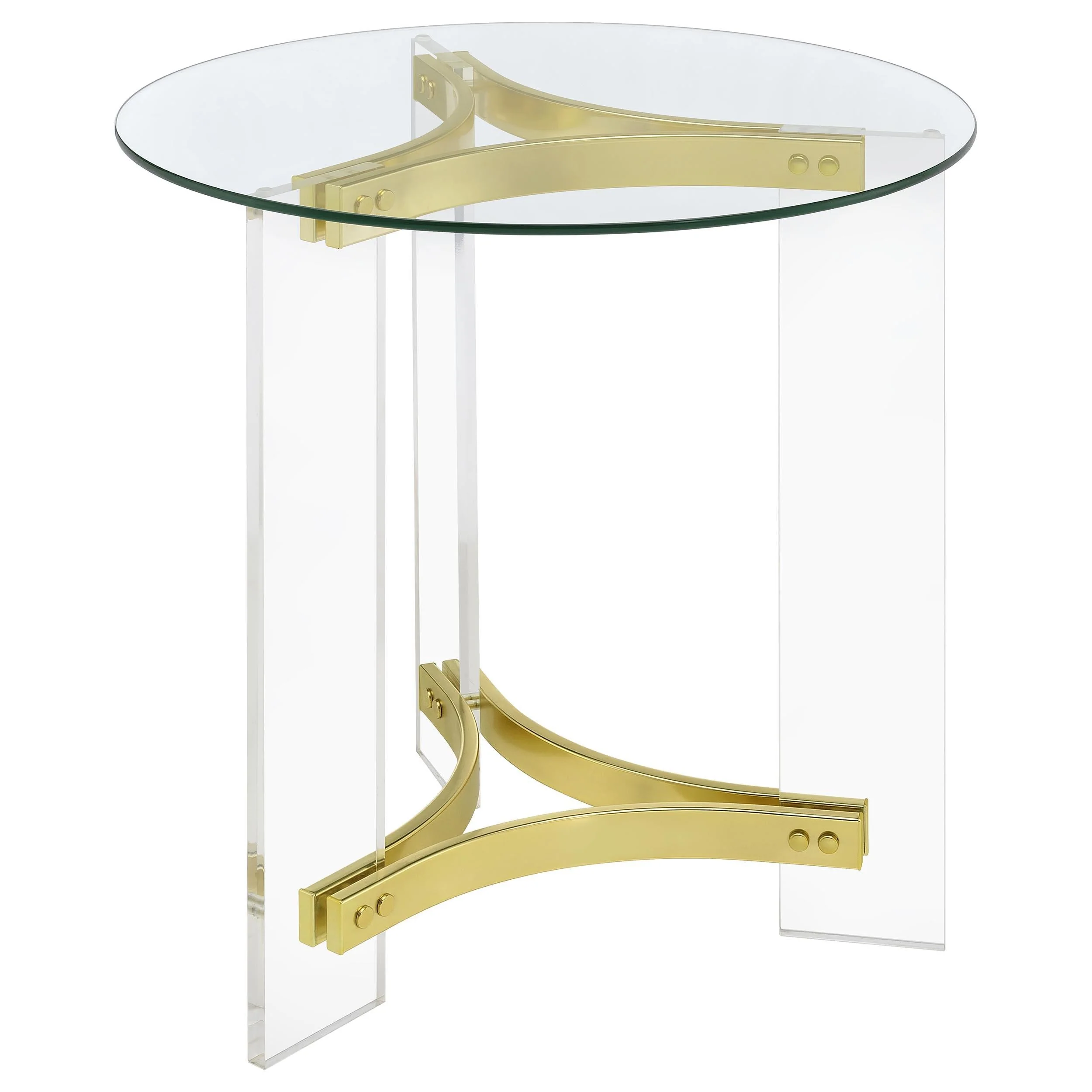 Janessa Matte Brass 3-Piece Acrylic Coffee and End Table Set - Image 3