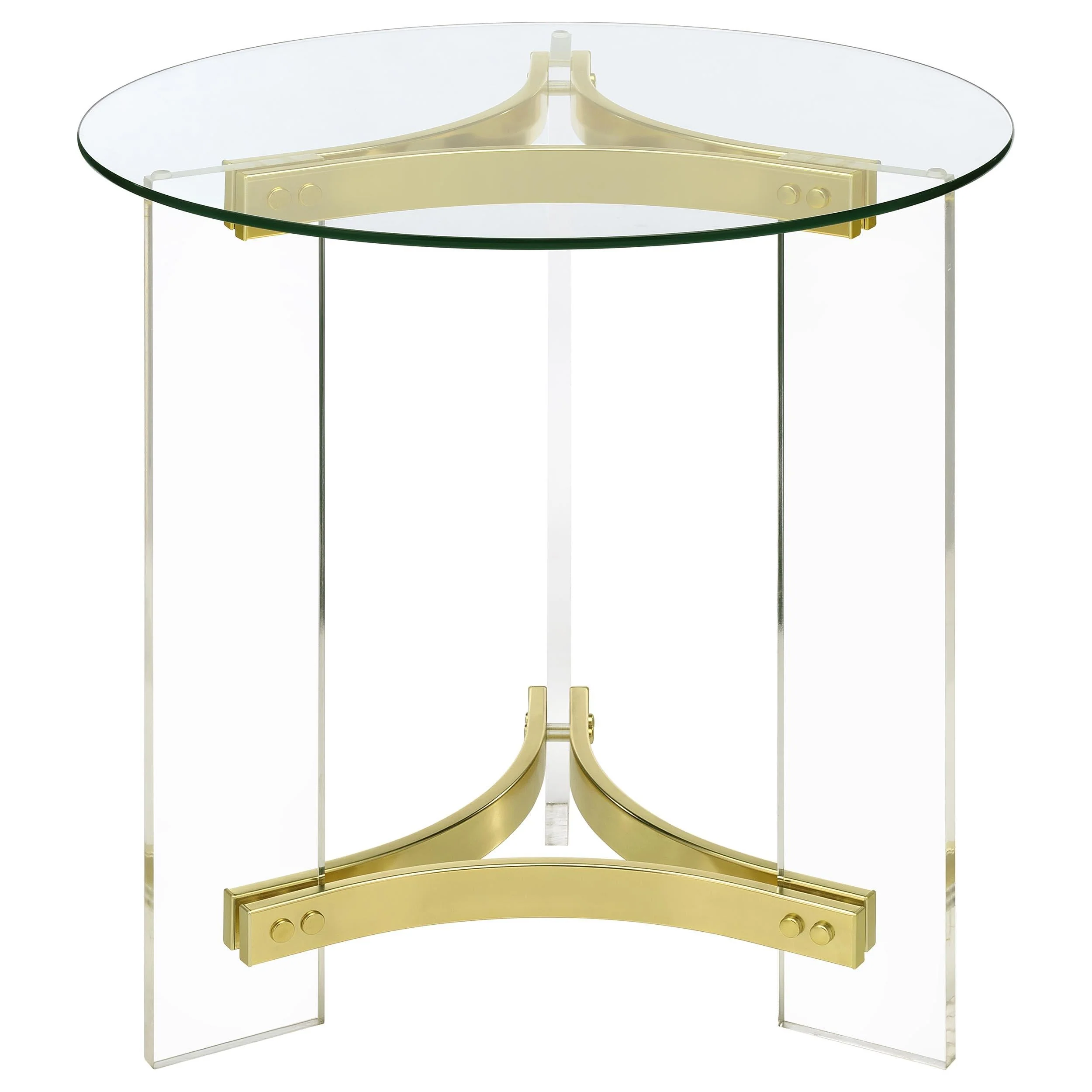 Janessa Matte Brass 3-Piece Acrylic Coffee and End Table Set - Image 4
