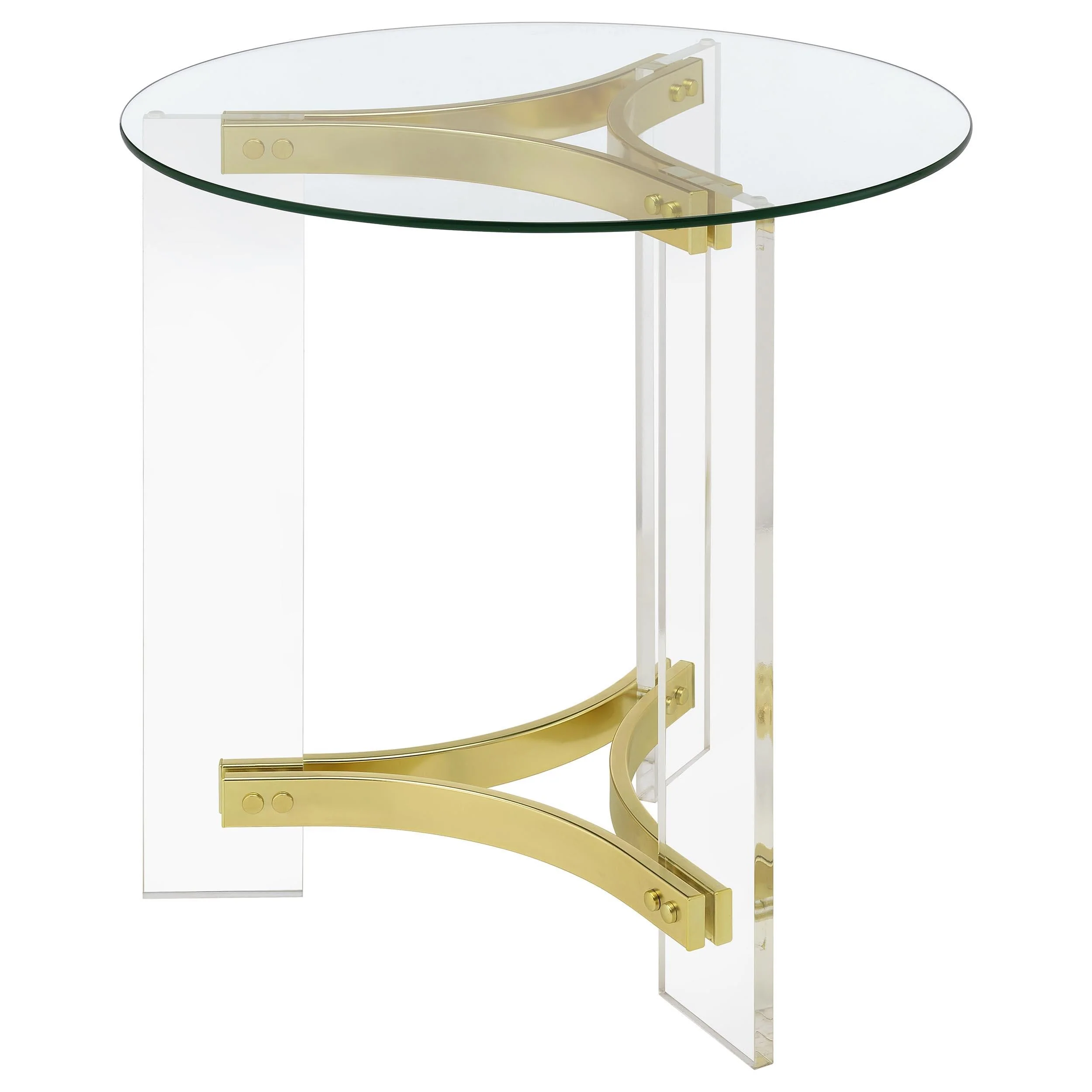 Janessa Matte Brass 3-Piece Acrylic Coffee and End Table Set - Image 5