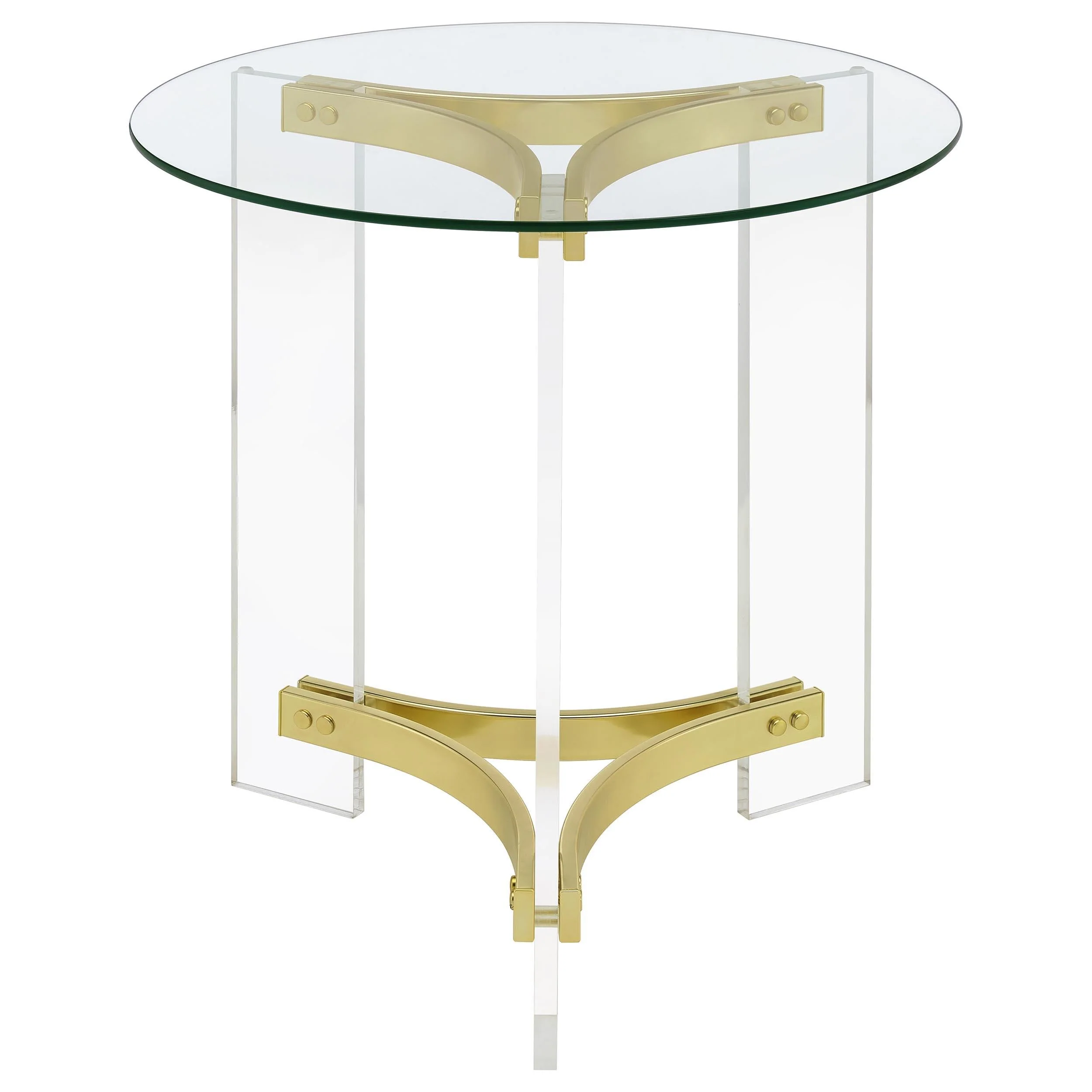 Janessa Matte Brass 3-Piece Acrylic Coffee and End Table Set - Image 6