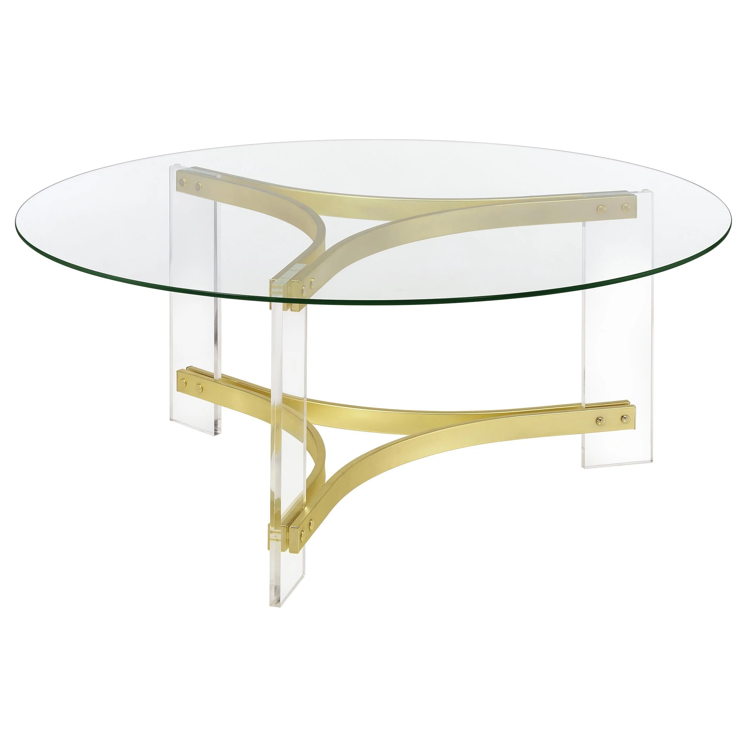 Janessa Matte Brass 3-Piece Acrylic Coffee and End Table Set - Image 7