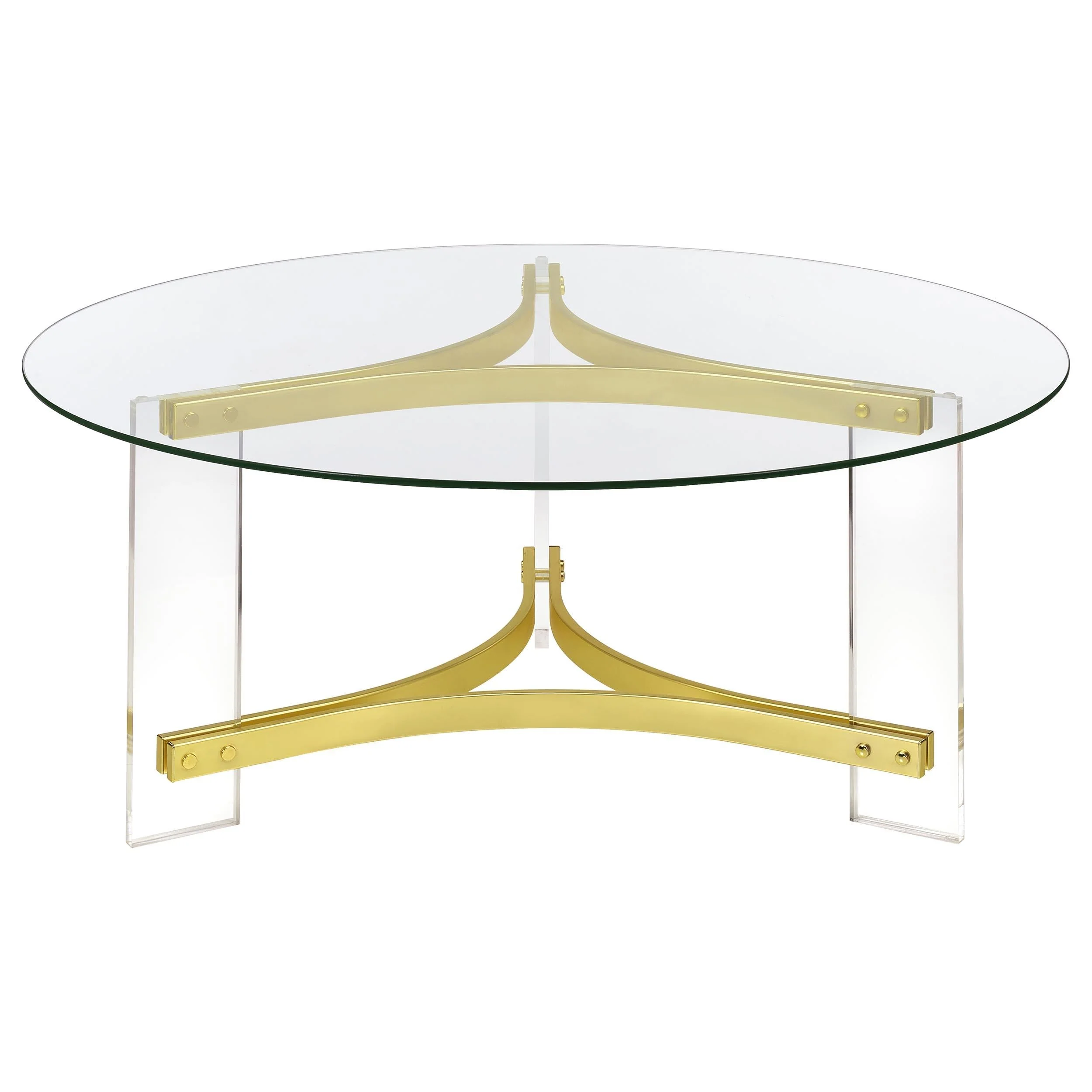 Janessa Matte Brass 3-Piece Acrylic Coffee and End Table Set - Image 8