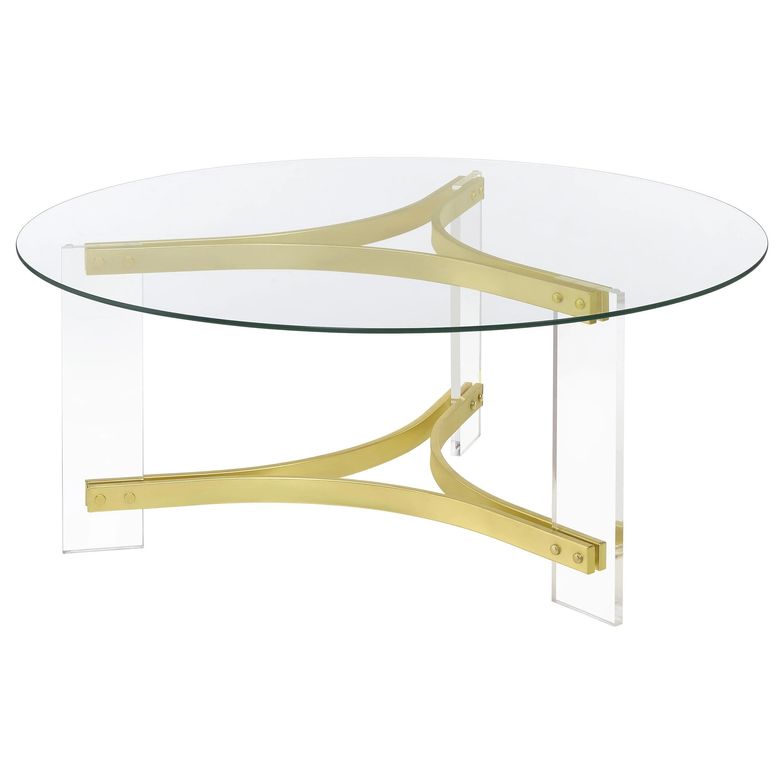 Janessa Matte Brass 3-Piece Acrylic Coffee and End Table Set - Image 9