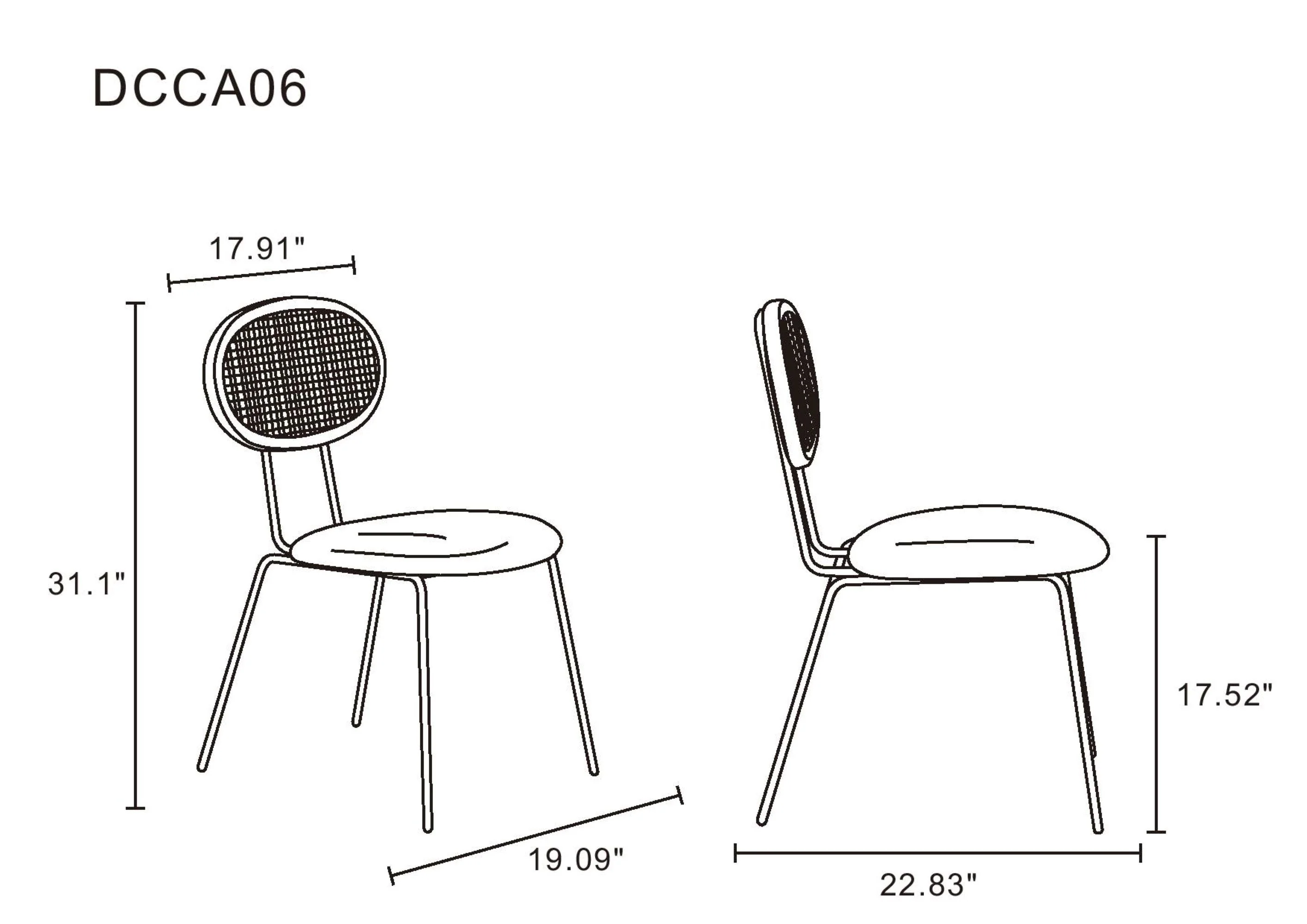 Jardin Dining Chair in Nature Cane and Oatmeal Upholstered Seating (set of 2) - Image 3