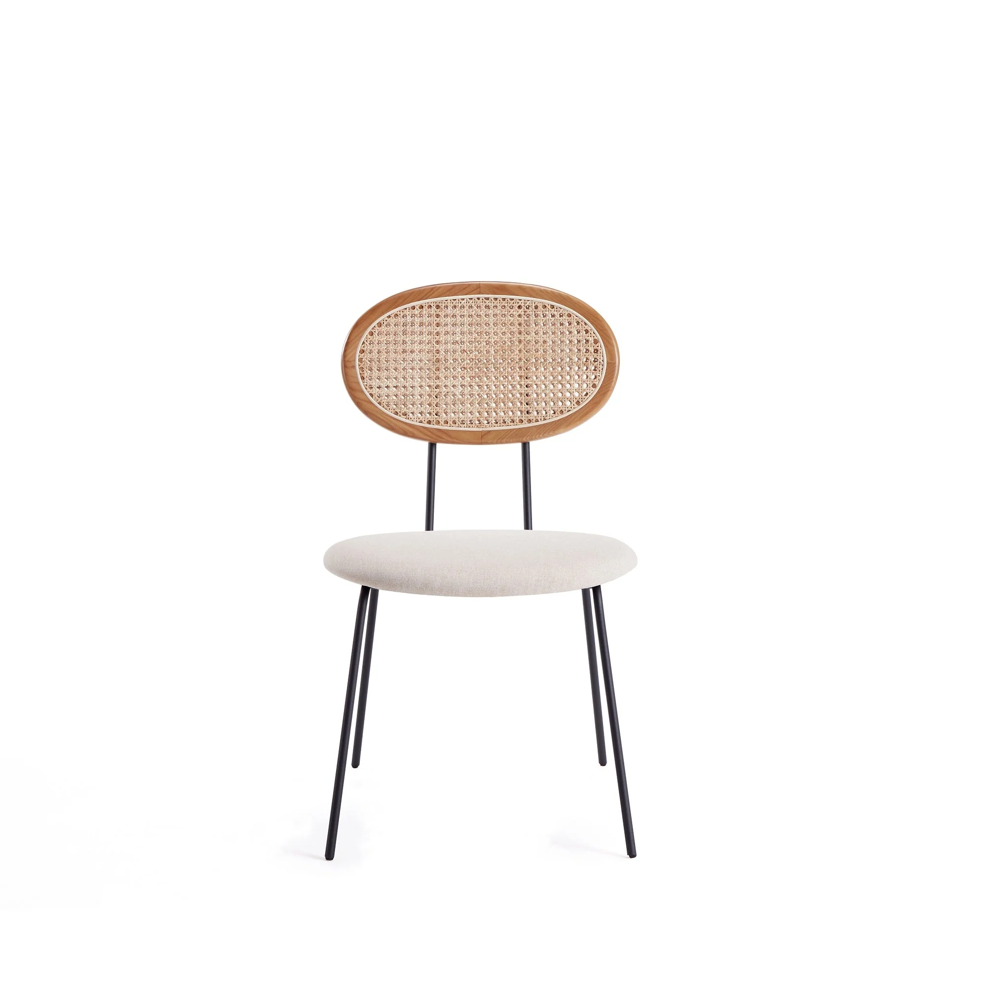 Jardin Dining Chair in Nature Cane and Oatmeal Upholstered Seating (set of 2) - Image 4