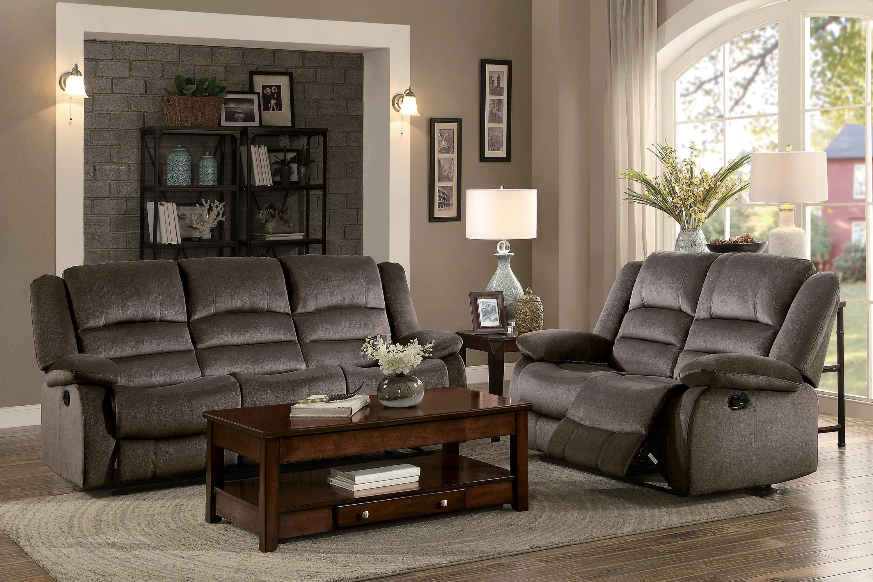 Jarita Chocolate Double Reclining Sofa - Image 3