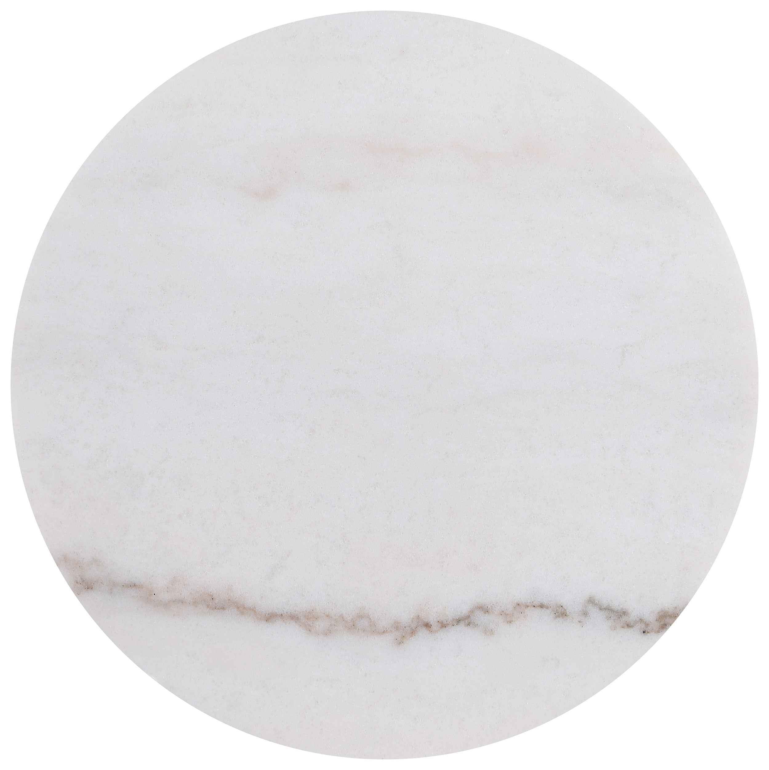 Jason Honey Brown/White Marble 2-piece Round White Marble Coffee Table Set - Image 4