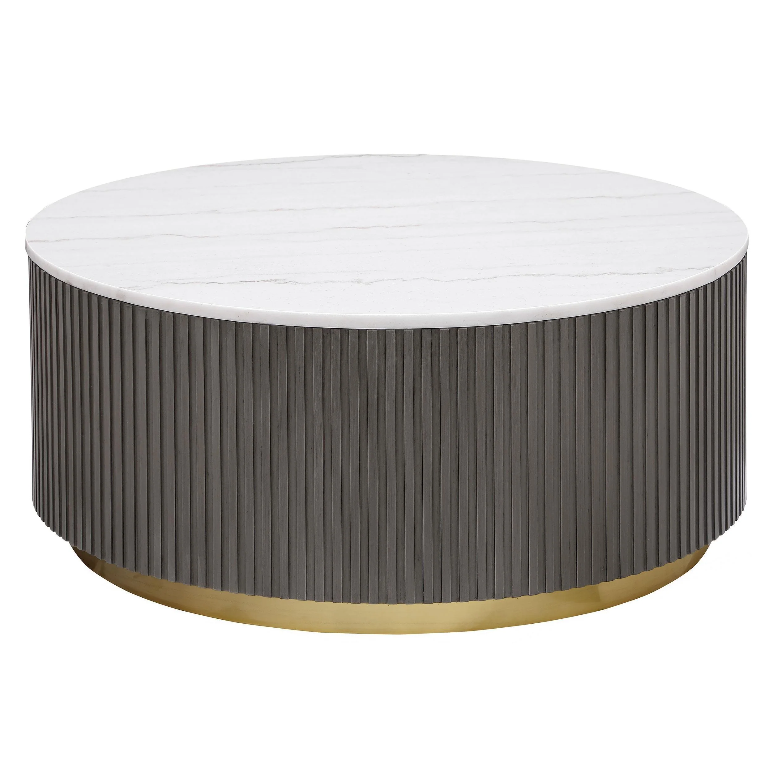Jason Round Marble Top Coffee Table White and Charcoal - Image 2