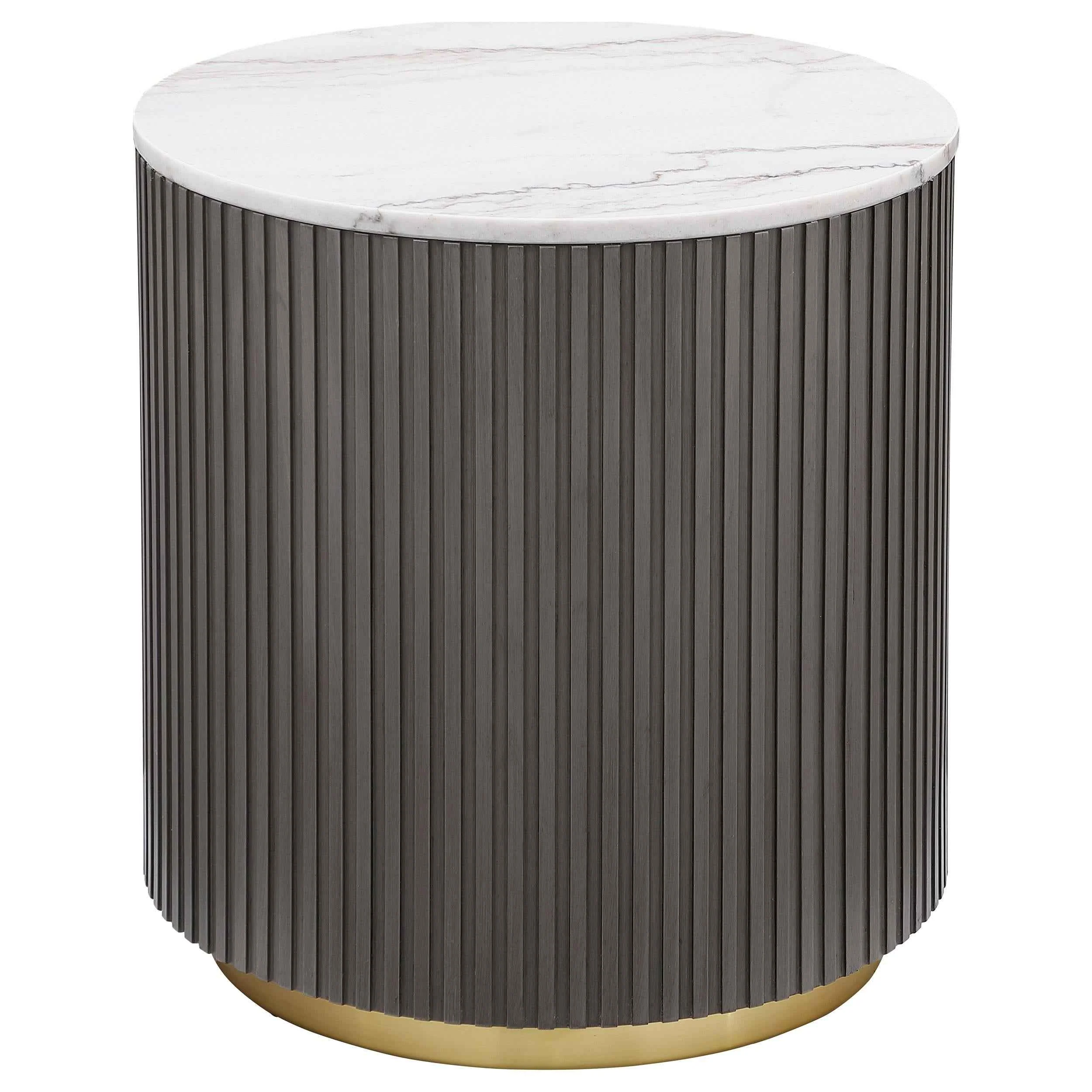 Jason White 2-piece Round Marble Coffee and End Table Set - Image 3