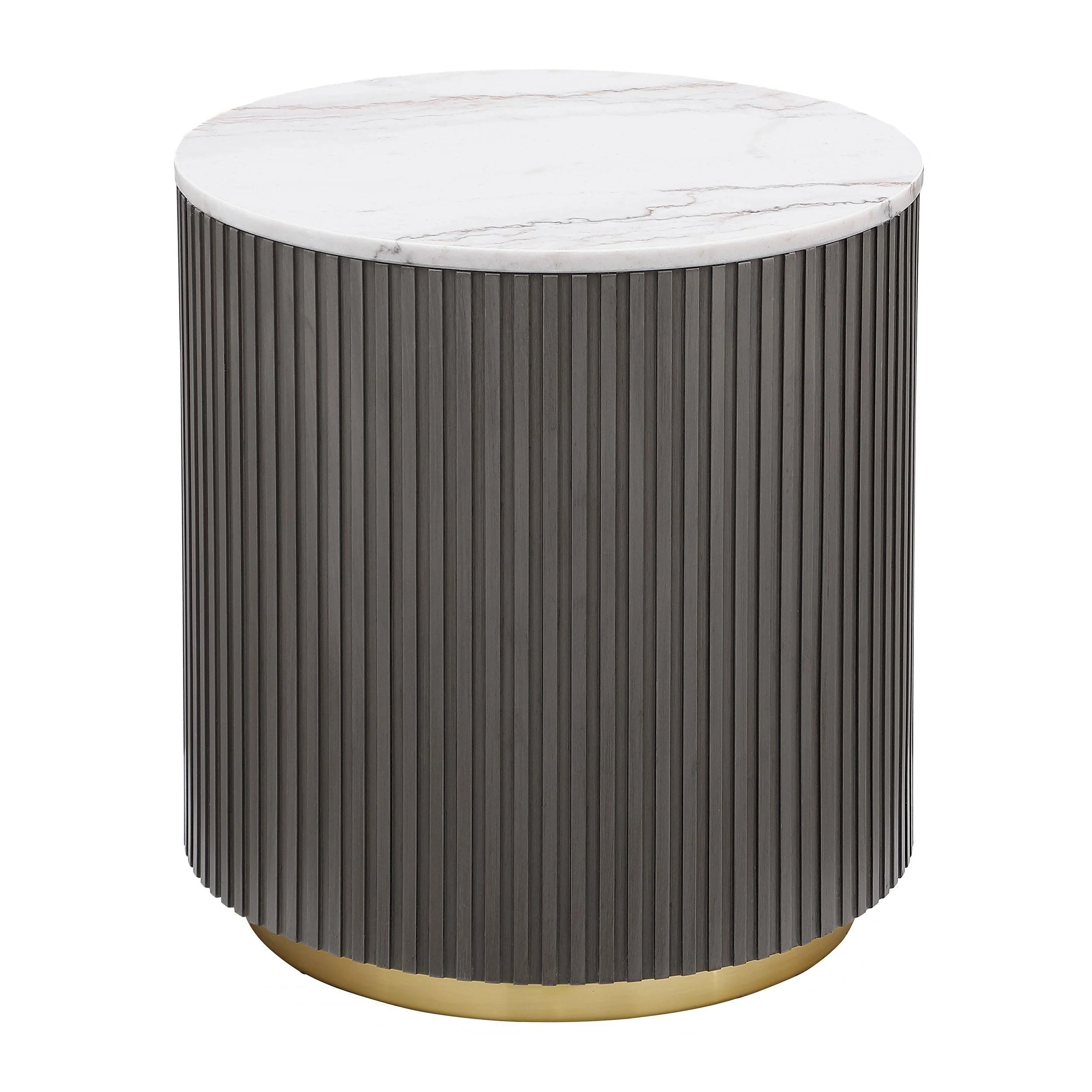 Jason White and Charcoal Round Marble Top Side End Table - Image 6