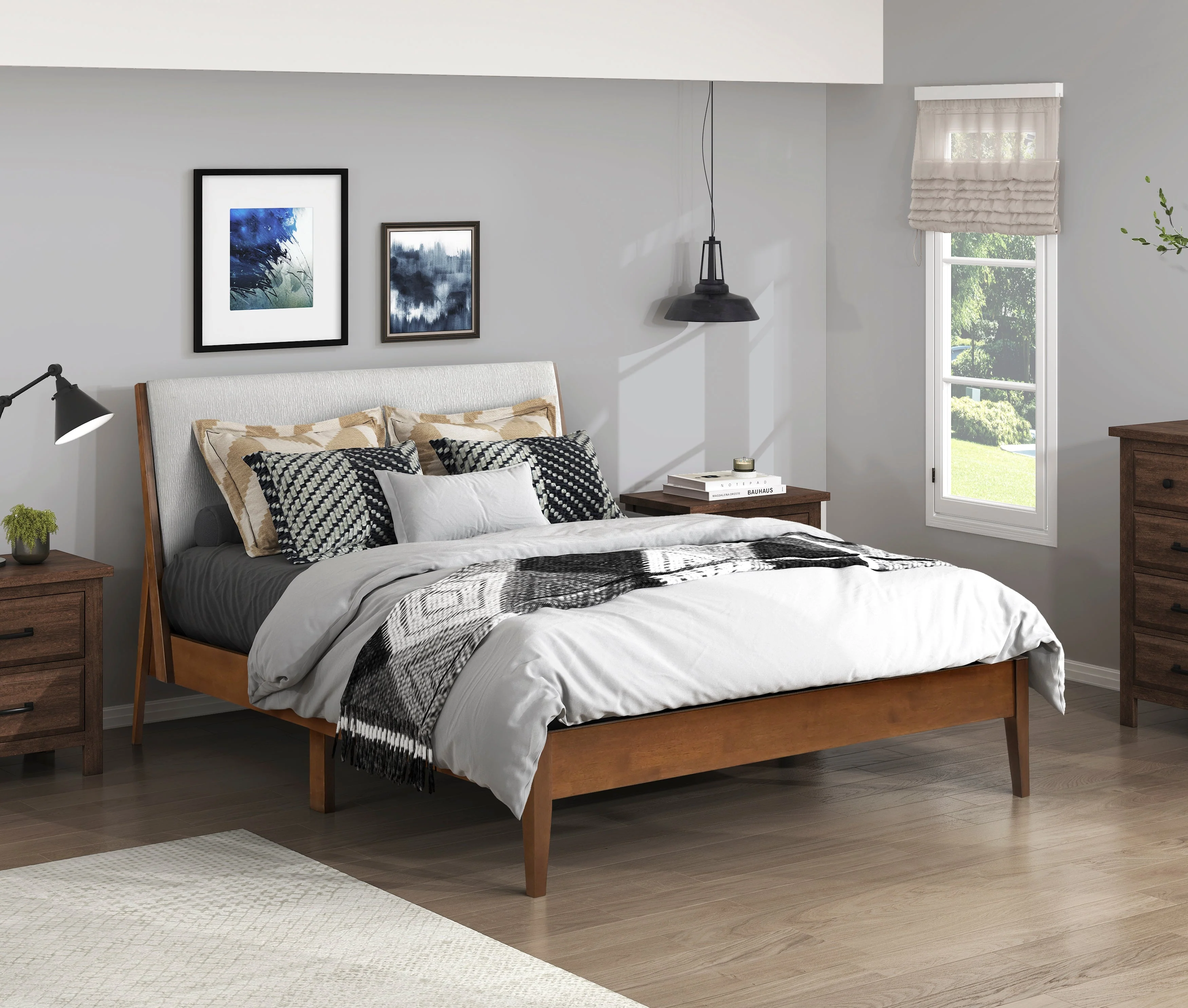 Jasper Light Gray/Chestnut Eastern King Platform Bed - Image 7
