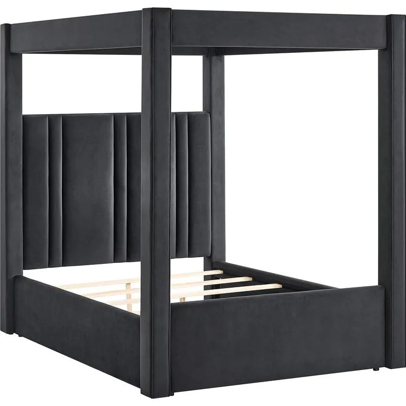 Jayla Black Upholstered King Canopy Bed