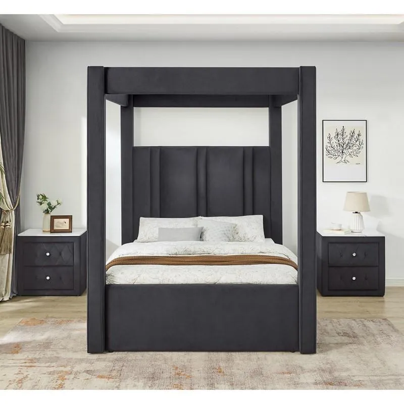 Jayla Upholstered Queen Canopy Bed - Image 3