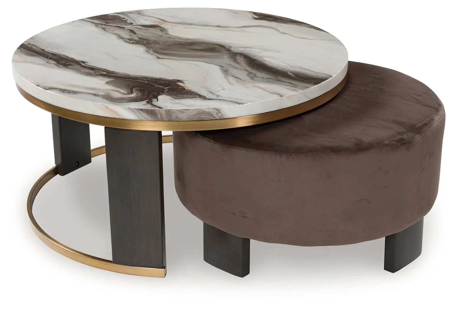 Jazmore Brown/Brass Finish Nesting Coffee Table (Set of 2) - Image 2