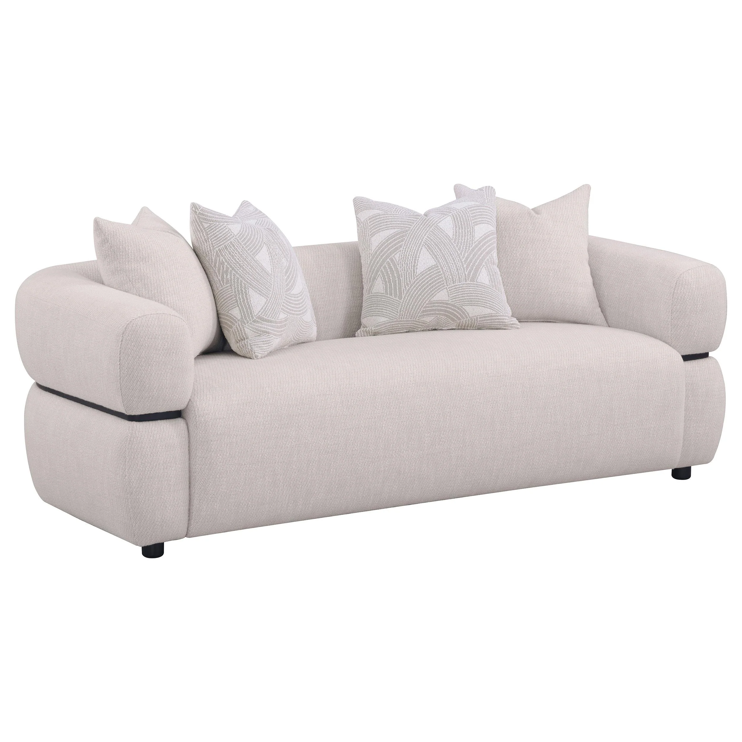 Jeanette Beige 2-Piece Fabric Upholstered Round Arm Living Room Set - Image 2