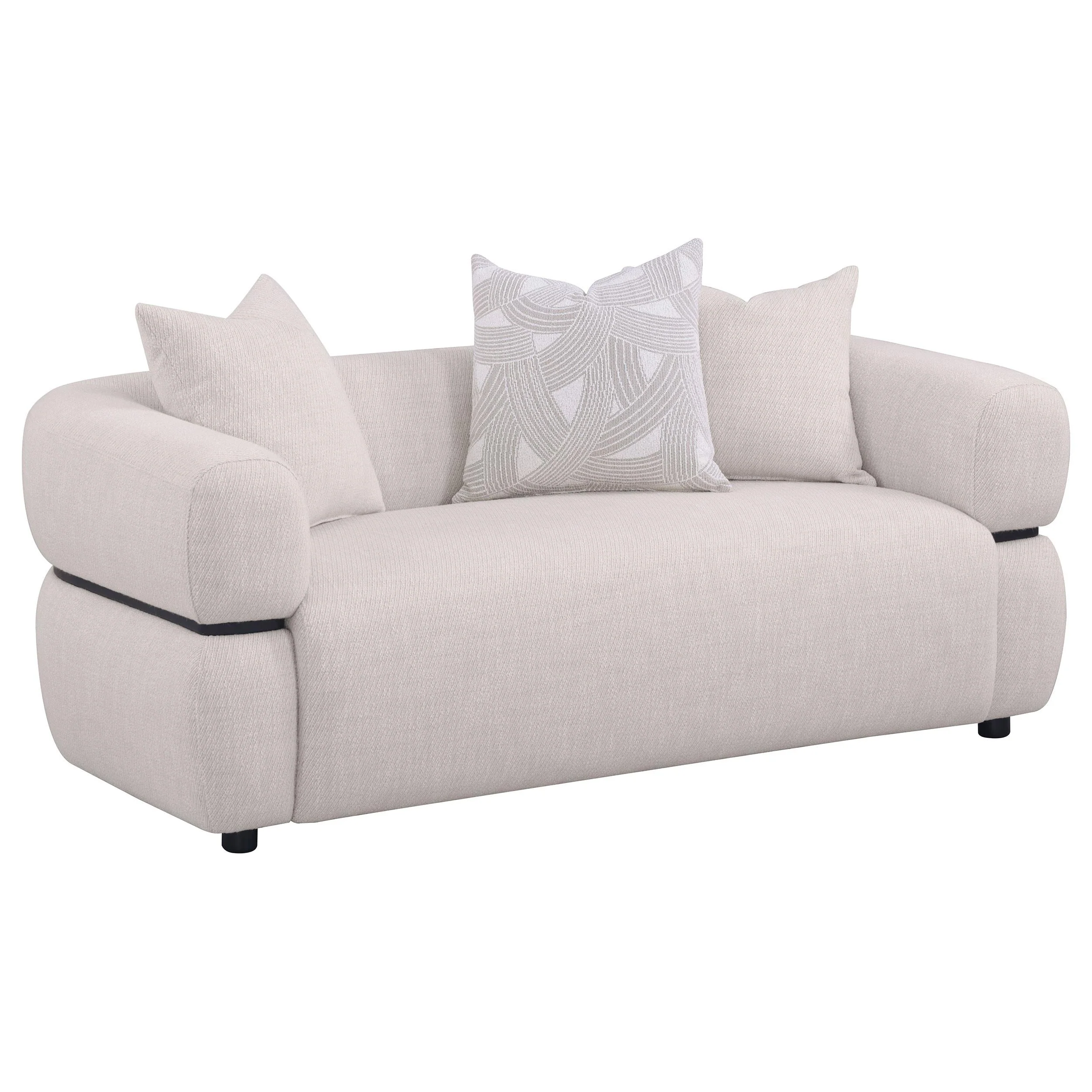 Jeanette Beige 3-Piece Fabric Upholstered Round Arm Living Room Set - Image 4