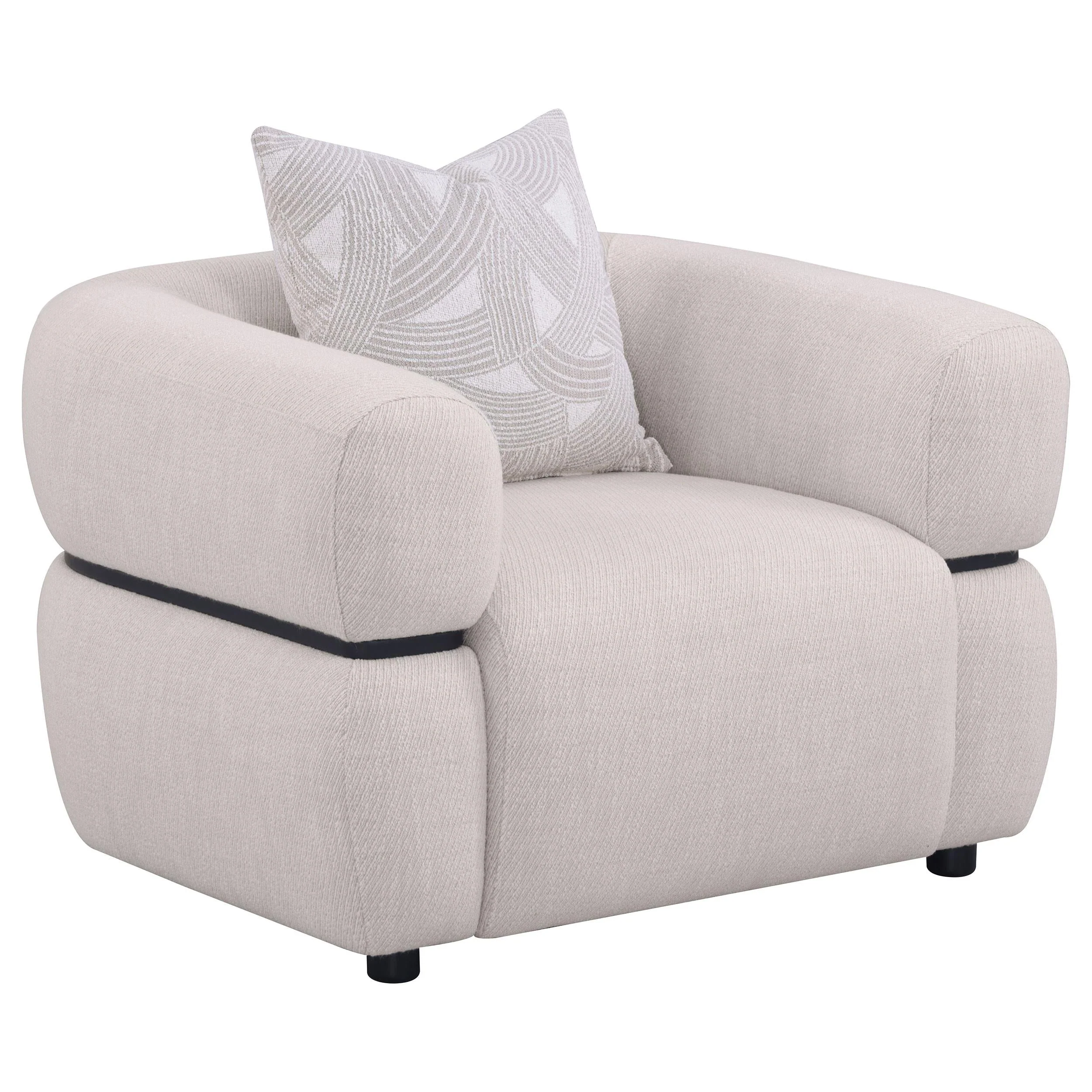 Jeanette Beige 3-Piece Fabric Upholstered Round Arm Living Room Set - Image 6