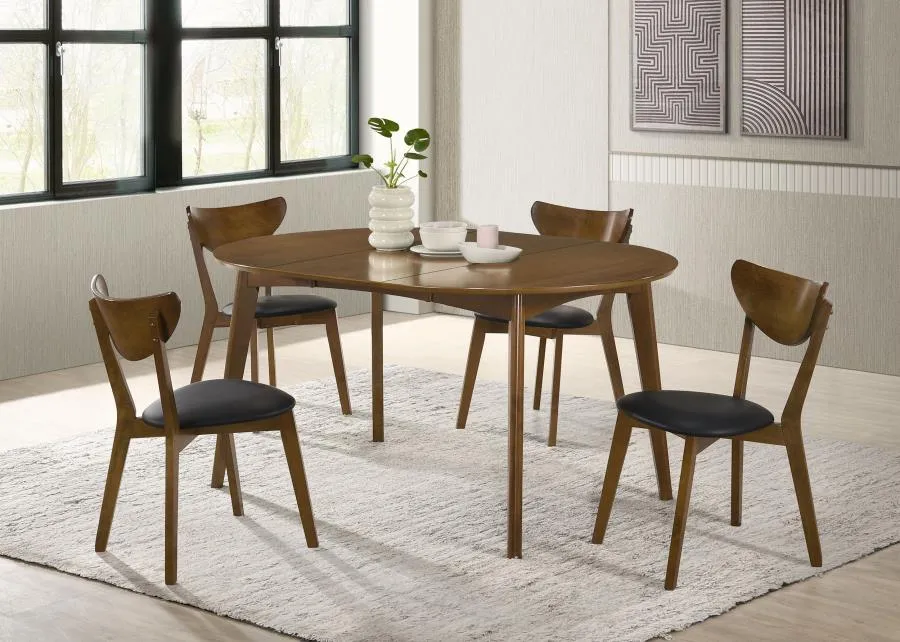 Jedda Dark Walnut/Black 5-piece Oval Dining Table Set