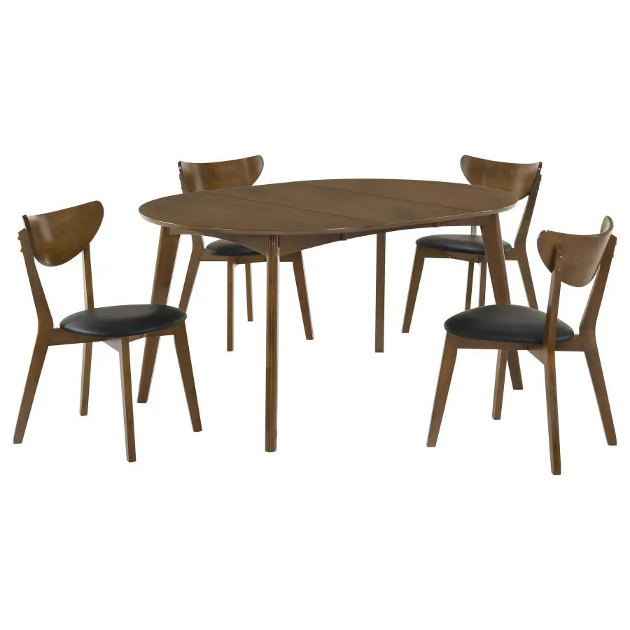 Jedda Dark Walnut/Black 5-piece Oval Dining Table Set - Image 2