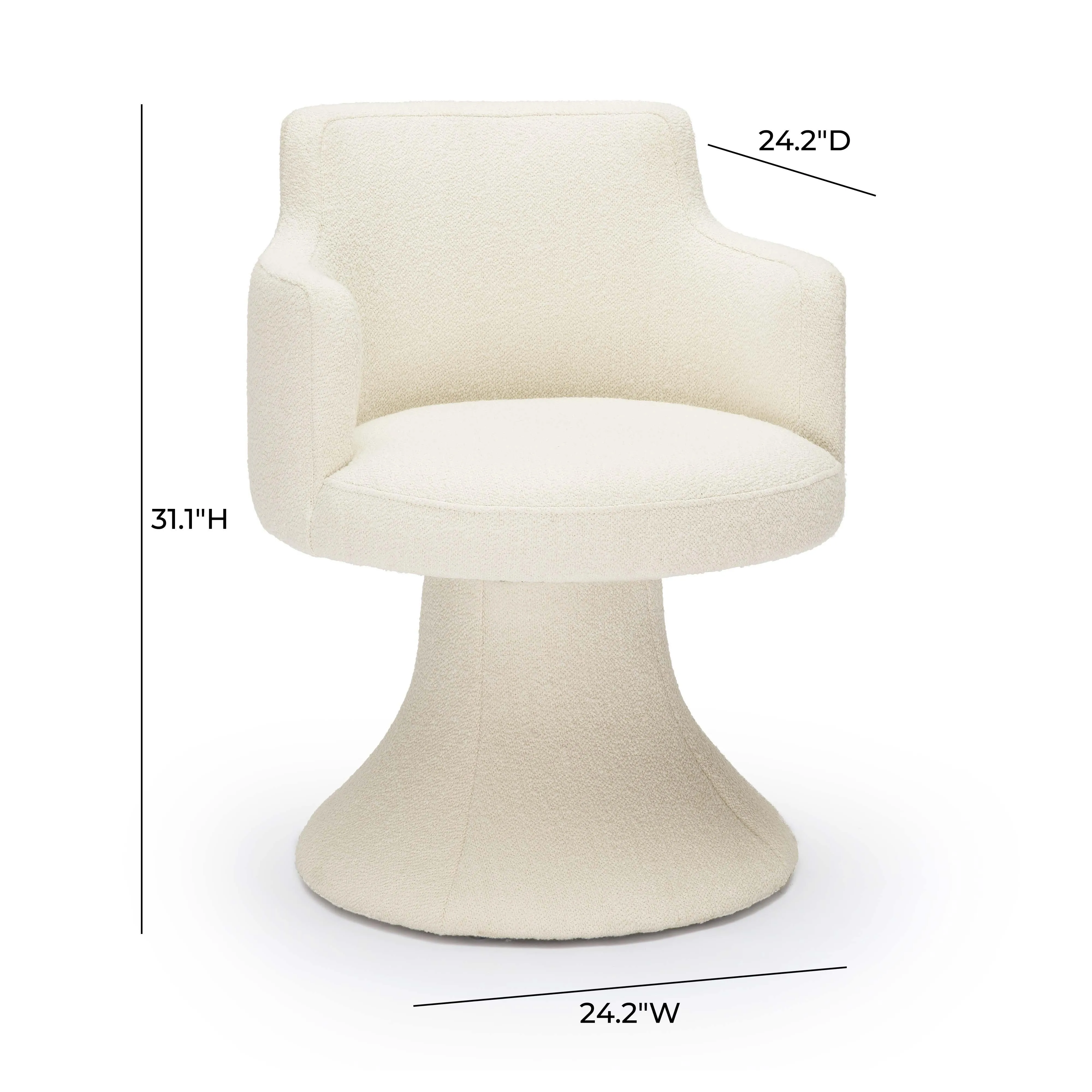 Jeffree Cream Performance Boucle Swivel Dining Chair - Image 7