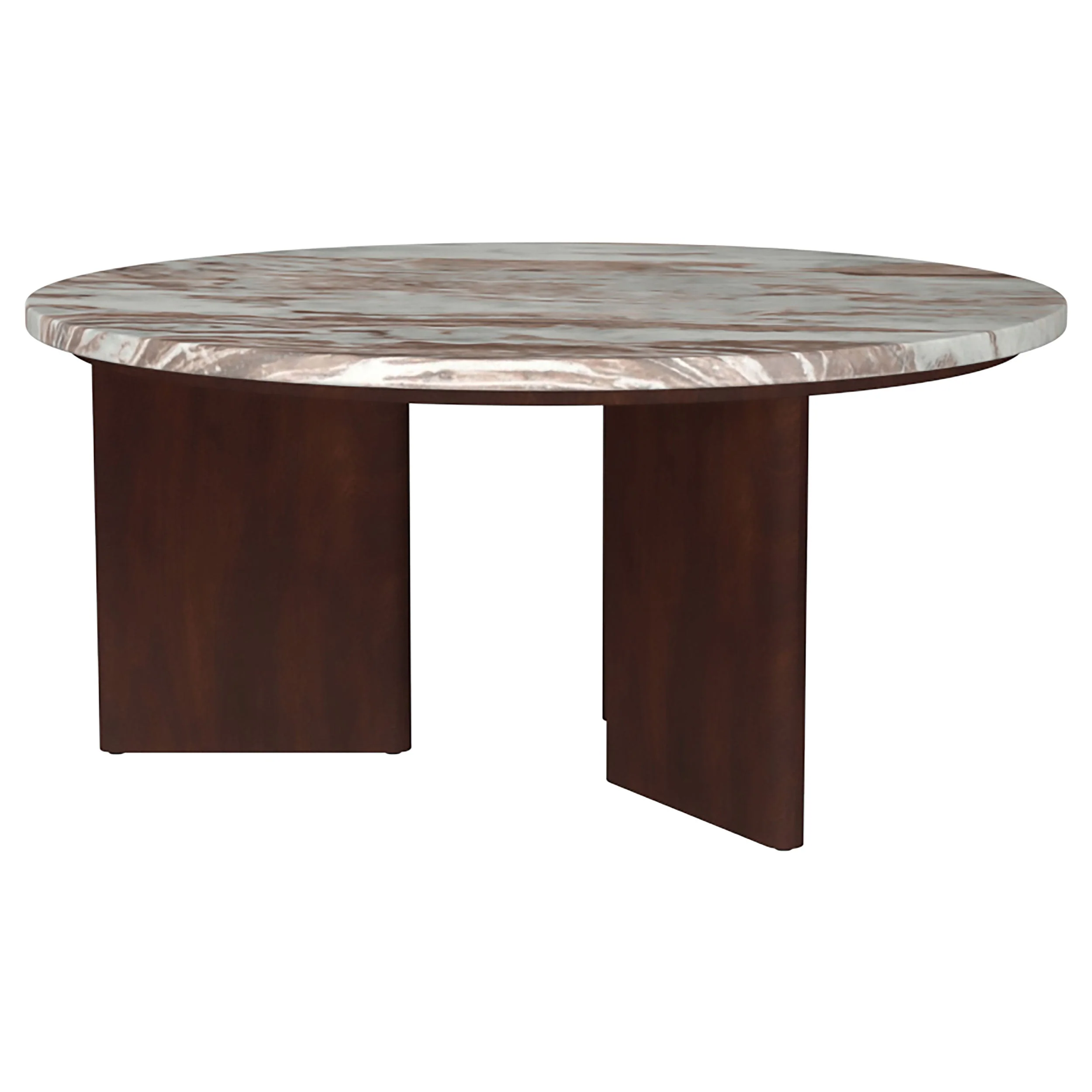 Jenna Brown 2-piece Round Marble Top Coffee Table Set - Image 6