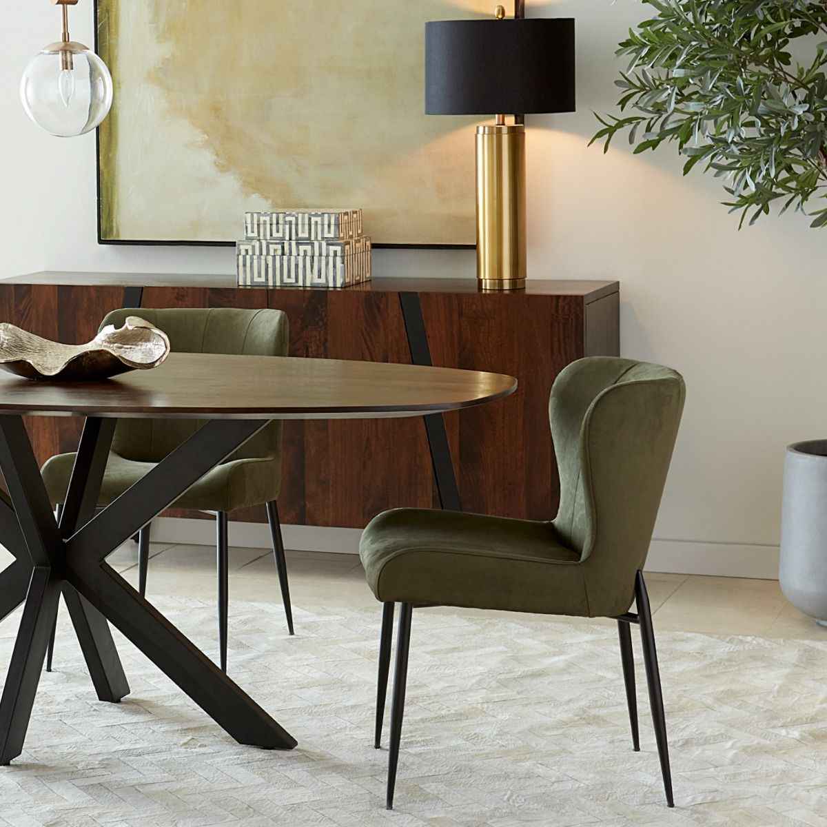 Jennifer 20" Dining Chair in Green Eco Suede - Image 3