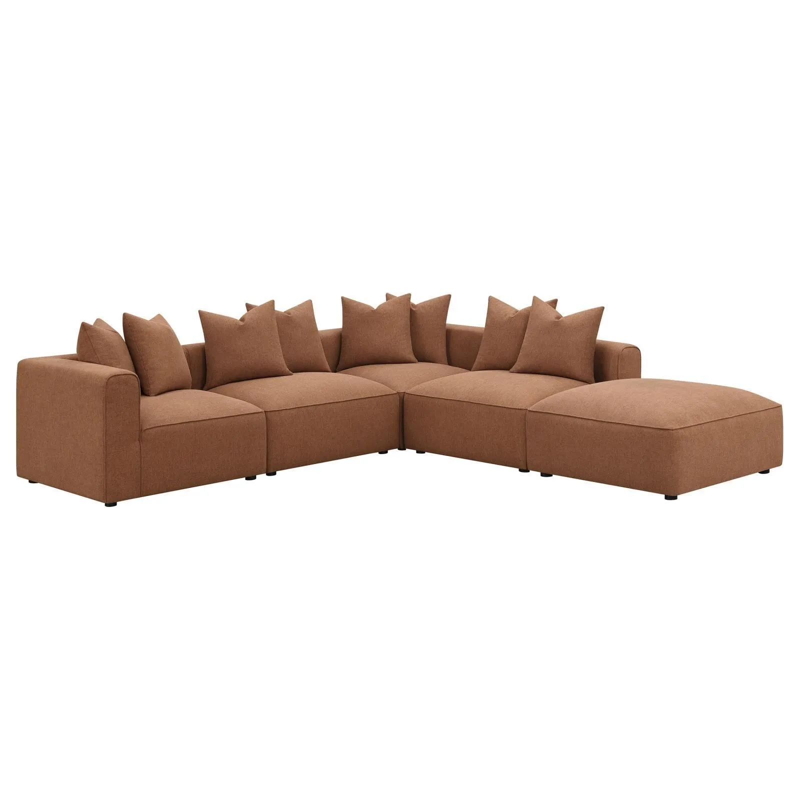 Jennifer Terracotta Upholstered Ottoman - Image 4