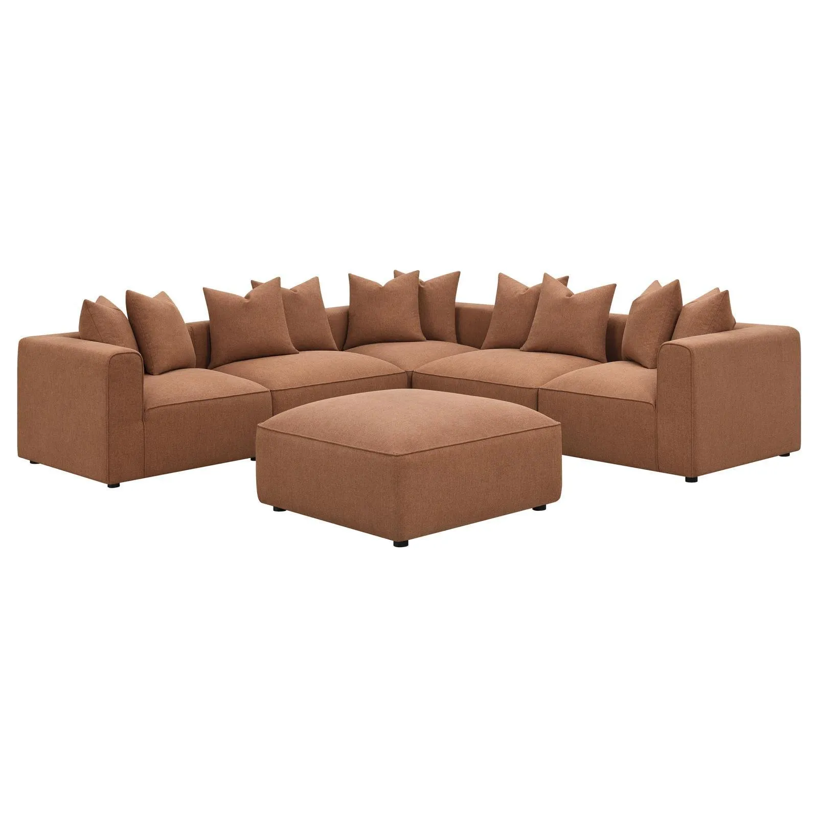Jennifer Terracotta Upholstered Ottoman - Image 5