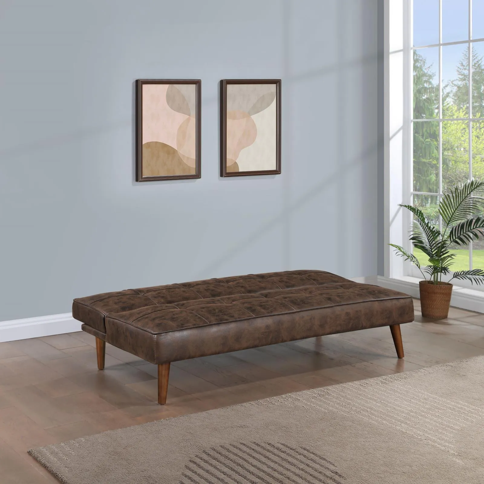 Jenson Upholstered Tufted Convertible Sofa Bed Dark Coffee - Image 2